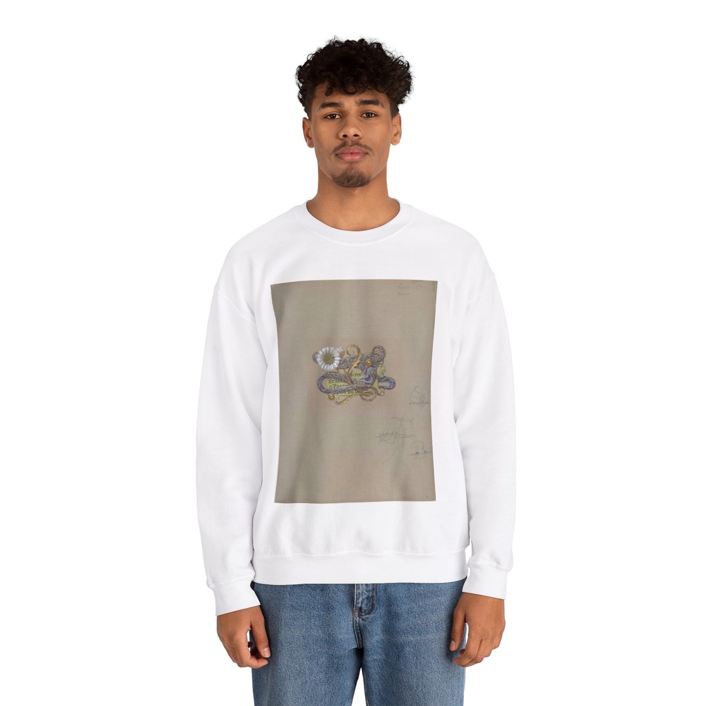 Eugène Samuel Grasset - Jewelry Design White Heavy Blend Adult Crew Neck SweatShirt