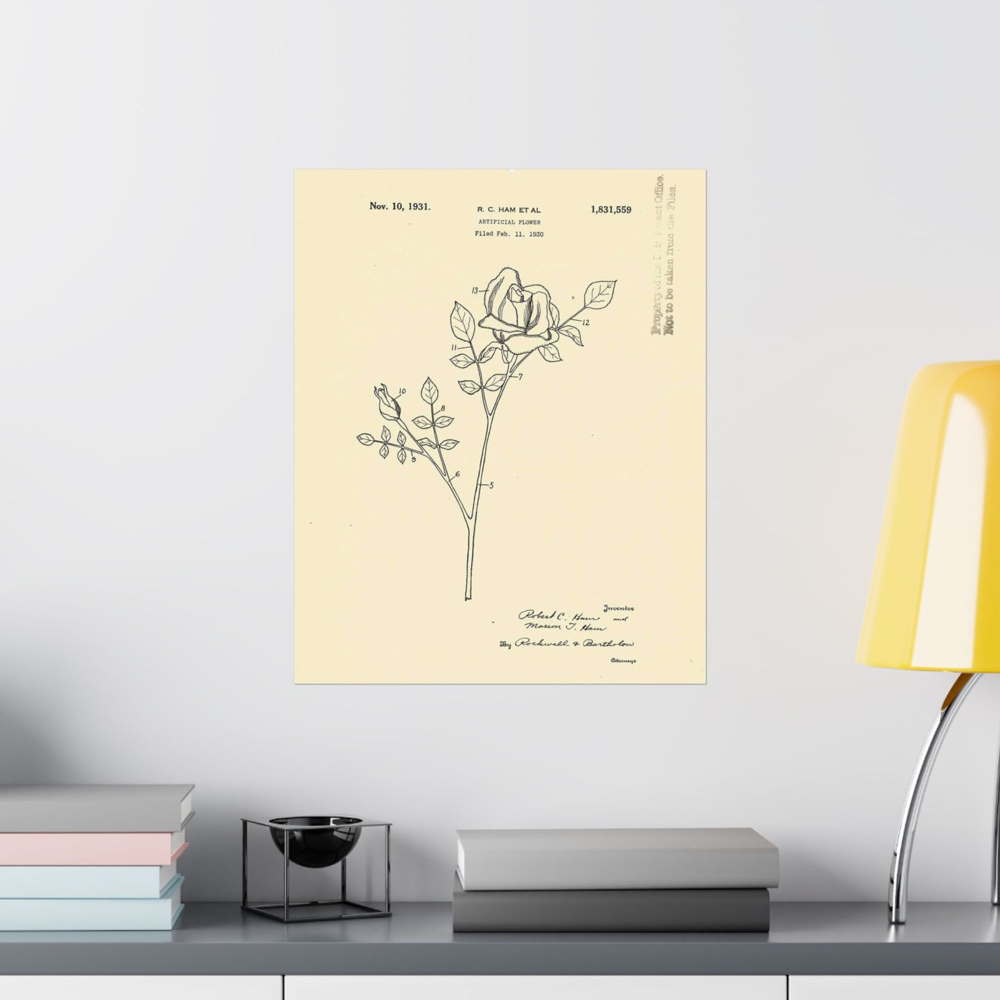 Patent Case File No. 1,831,559, Artificial Flower, Inventor(s)- Robert C. Ham and Marion T. Ham. - DPLA - 08745302078898b8870d70b04cb216a9 (page 5) High Quality Matte Wall Art Poster for Home, Office, Classroom