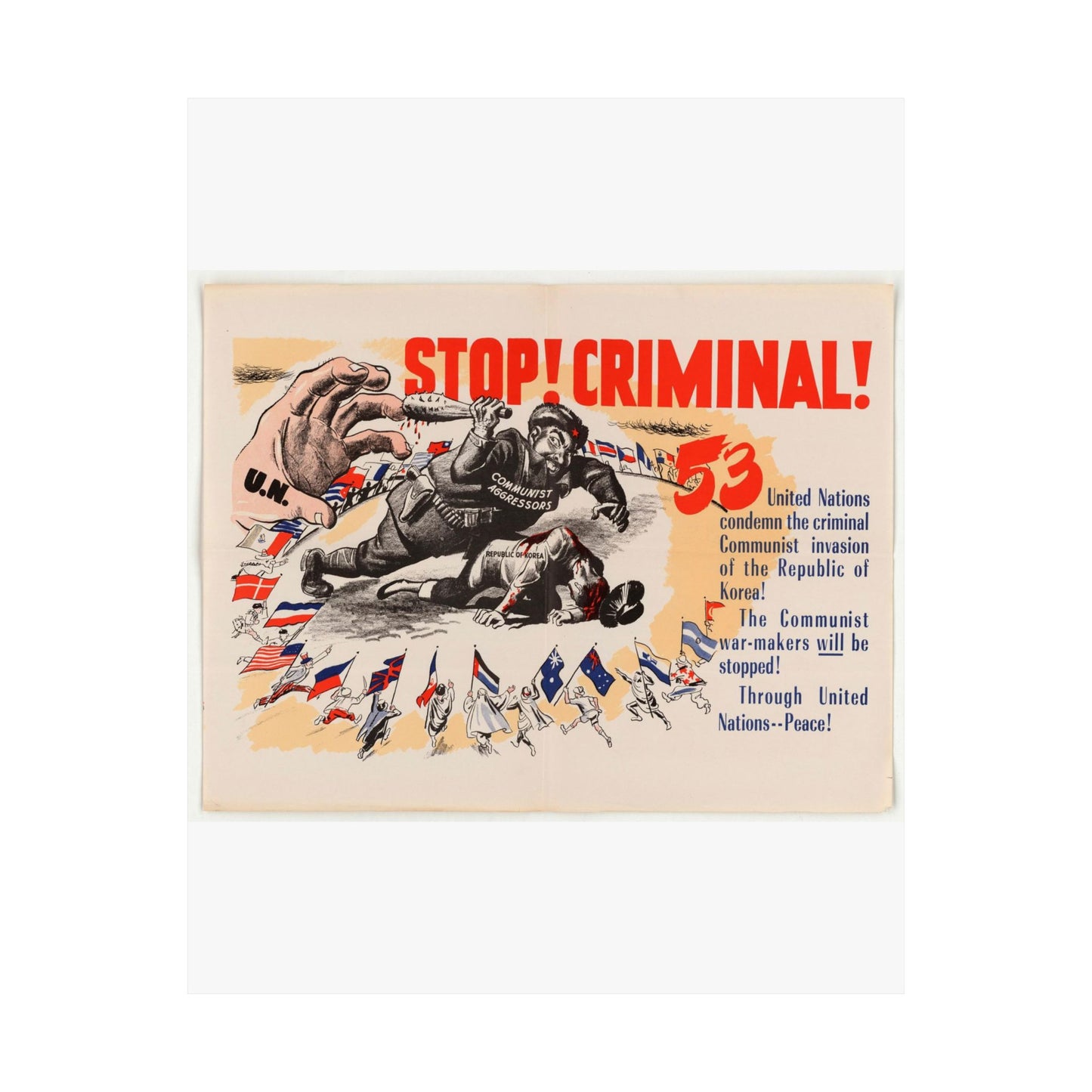 Stop Criminal!, Cold War American Propaganda poster High Quality Matte Wall Art Poster for Home, Office, Classroom