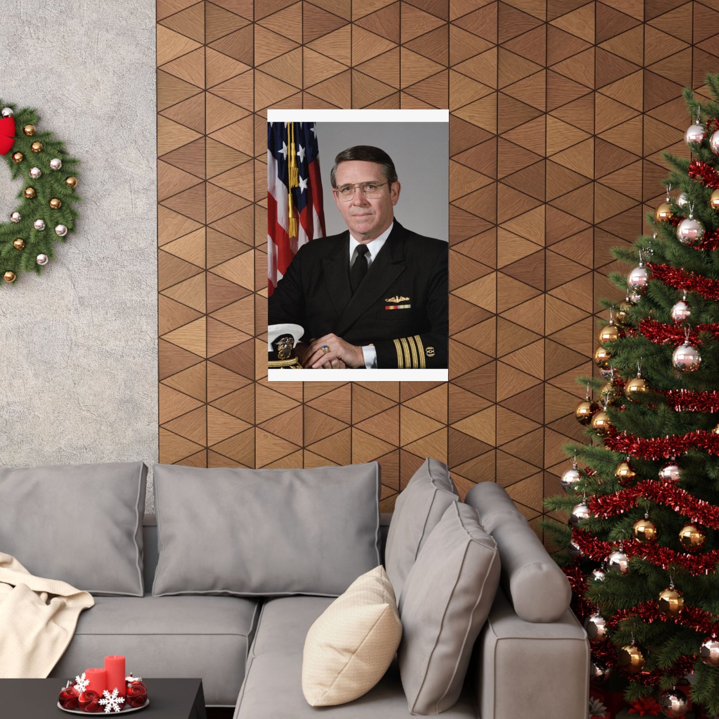 Portrait: US Navy (USN) Captain (CAPT) Charles A. Hougland (uncovered) High Quality Matte Wall Art Poster for Home, Office, Classroom