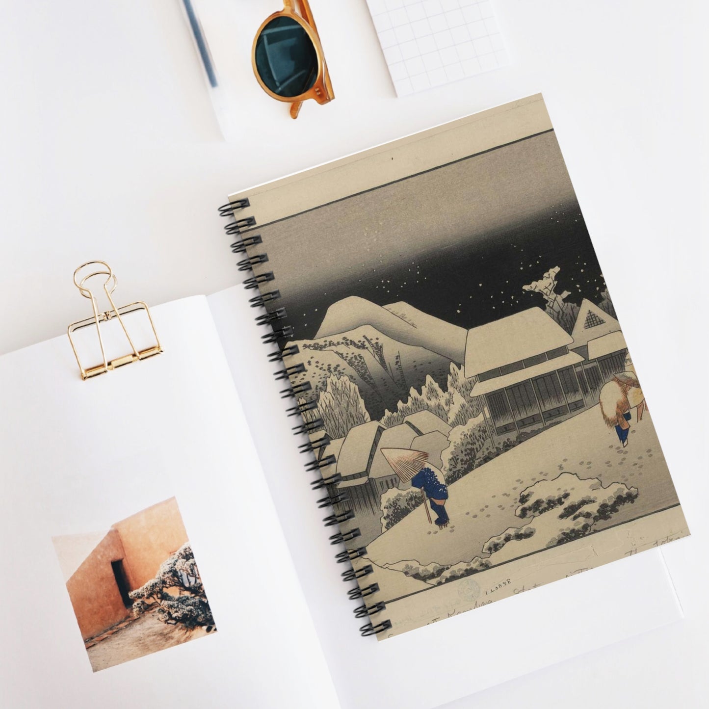 Utagawa Hiroshige - Kanbara, Ando Hiroshige - Ukiyo e print Spiral Bound Ruled Notebook with Printed Cover