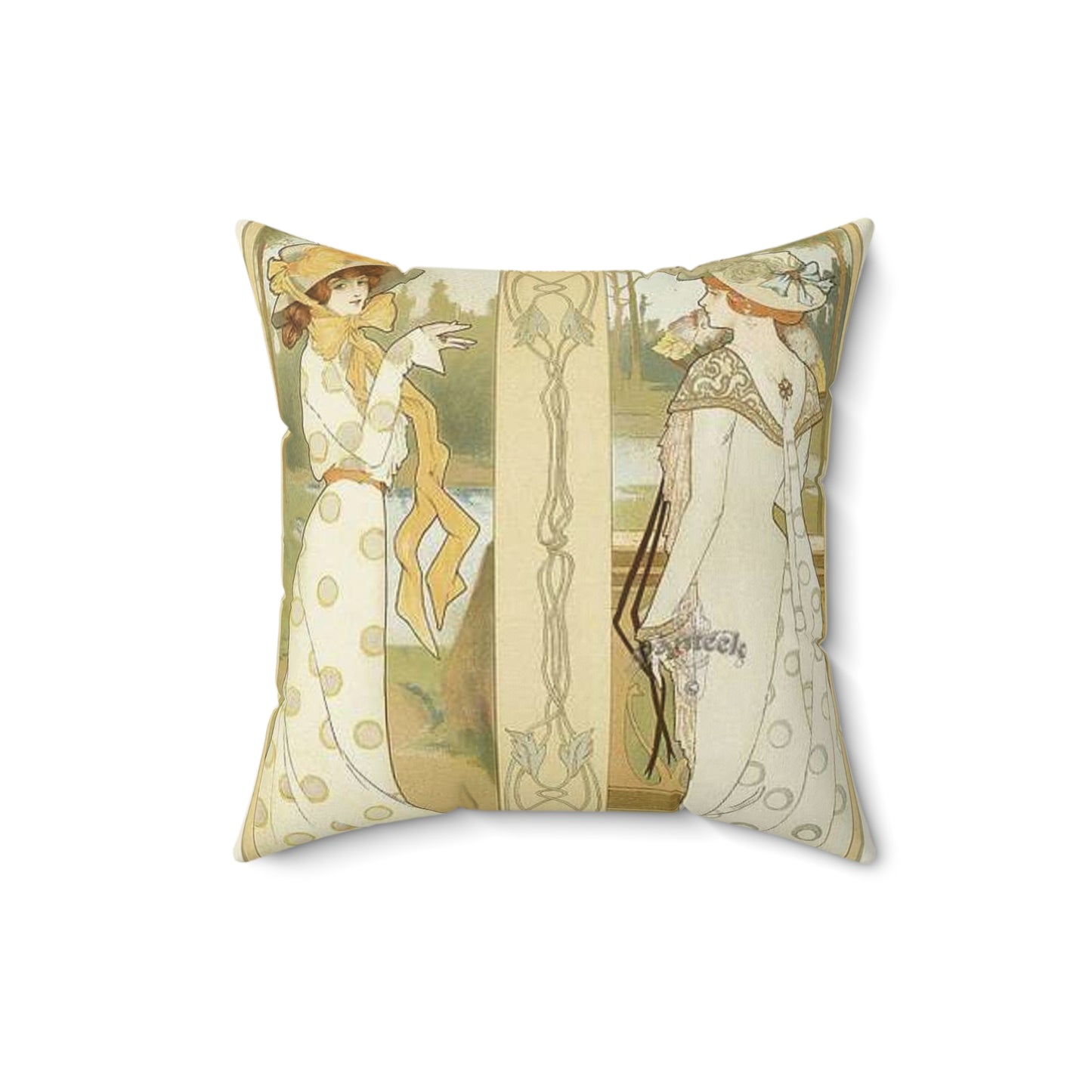 Jane Atché - La Cigarette - Drawing. Public domain image. Decorative Accent Square Pillow