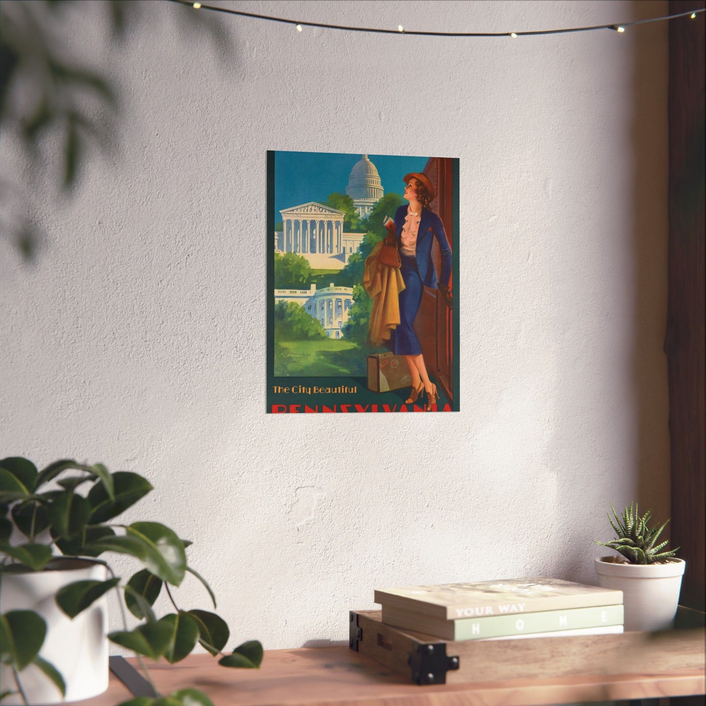 Washington—The City Beautiful, Pennsylvania Railroad poster, artwork by Edward Mason Eggleston High Quality Matte Wall Art Poster for Home, Office, Classroom