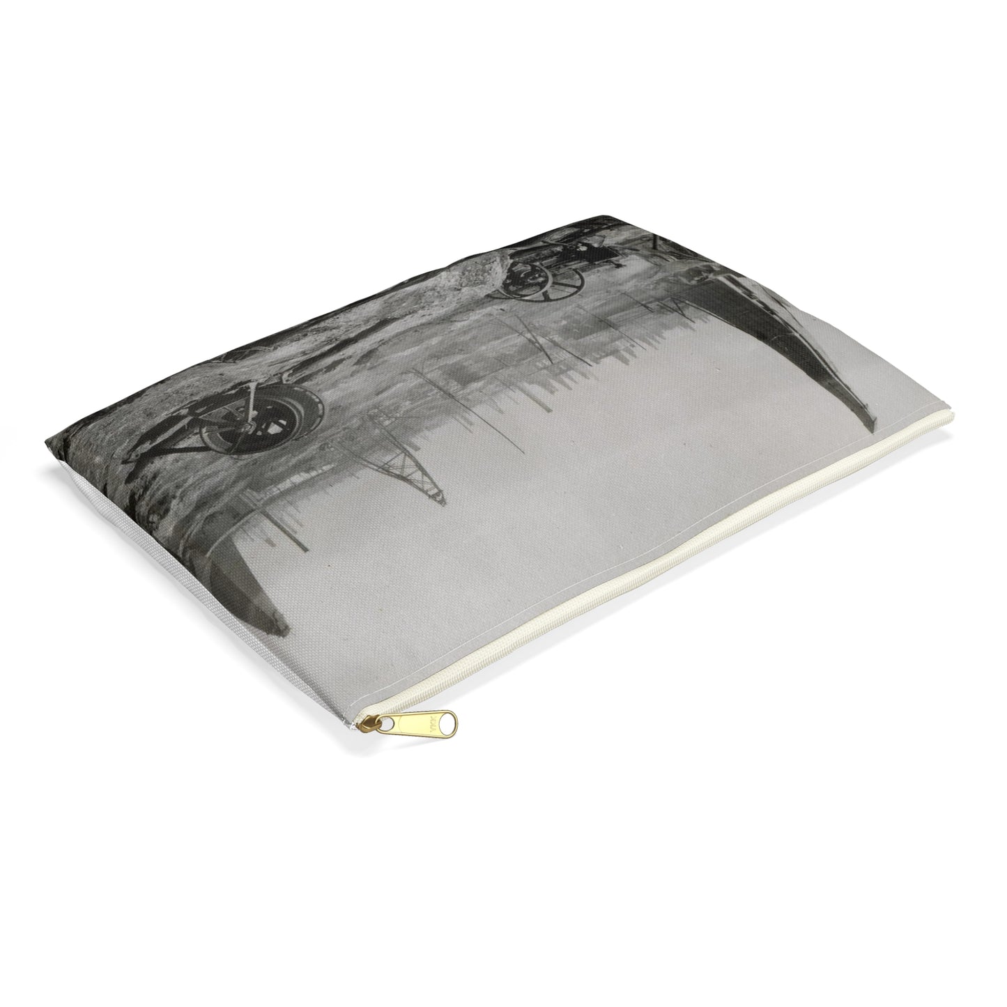 Baku. Oil production. - Drawing. Public domain image. Large Organizer Pouch with Black Zipper