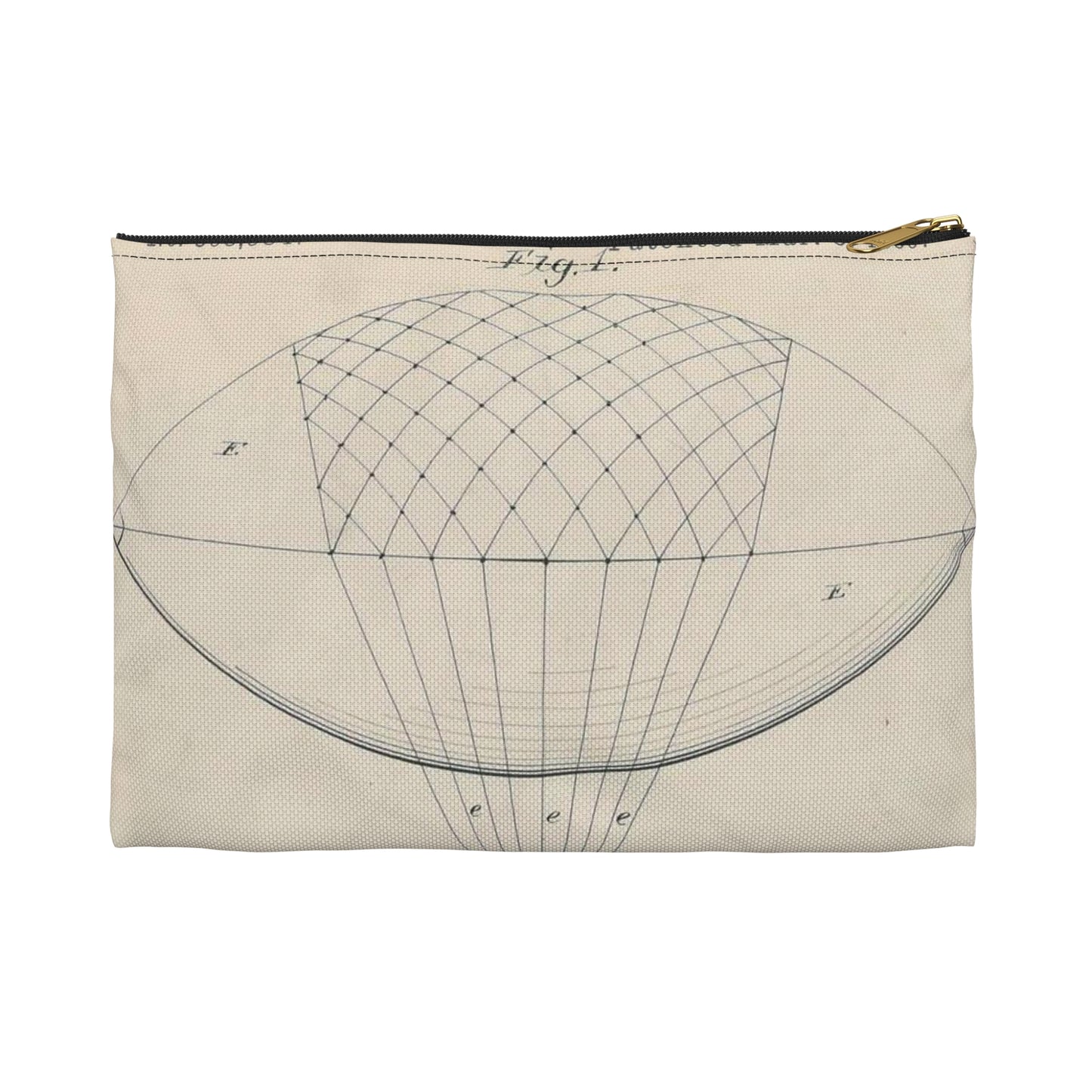 Patent drawing - for R. J. Spalding's Flying Machine Public domain image Large Organizer Pouch with Black Zipper
