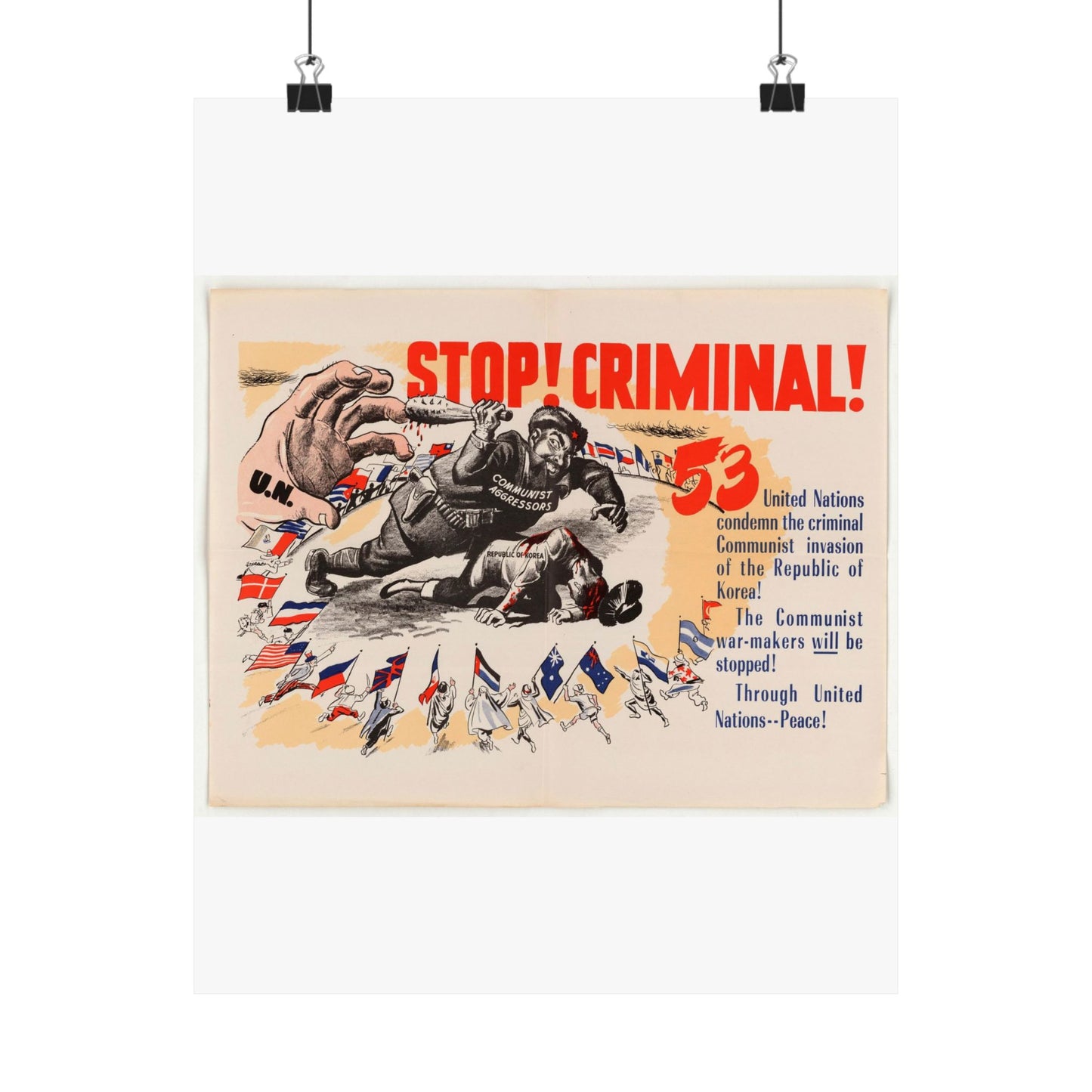 Stop Criminal!, Cold War American Propaganda poster High Quality Matte Wall Art Poster for Home, Office, Classroom