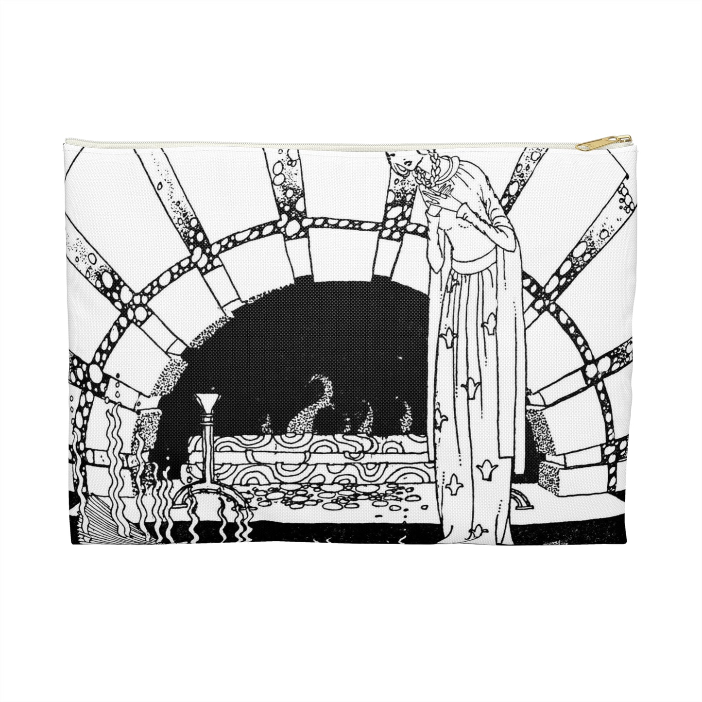Old french fairy tales 0182 - Art nouveau public domain image Large Organizer Pouch with Black Zipper