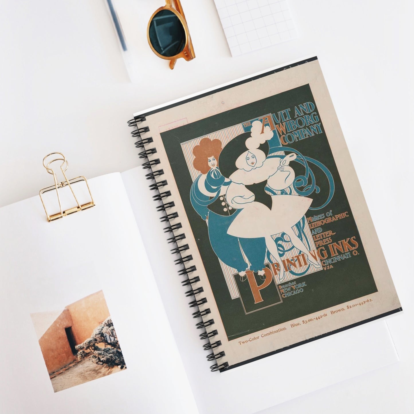 Ault and Wiborg Company, makers of lithographic and letter press printing in inks LCCN2014647779 Spiral Bound Ruled Notebook with Printed Cover