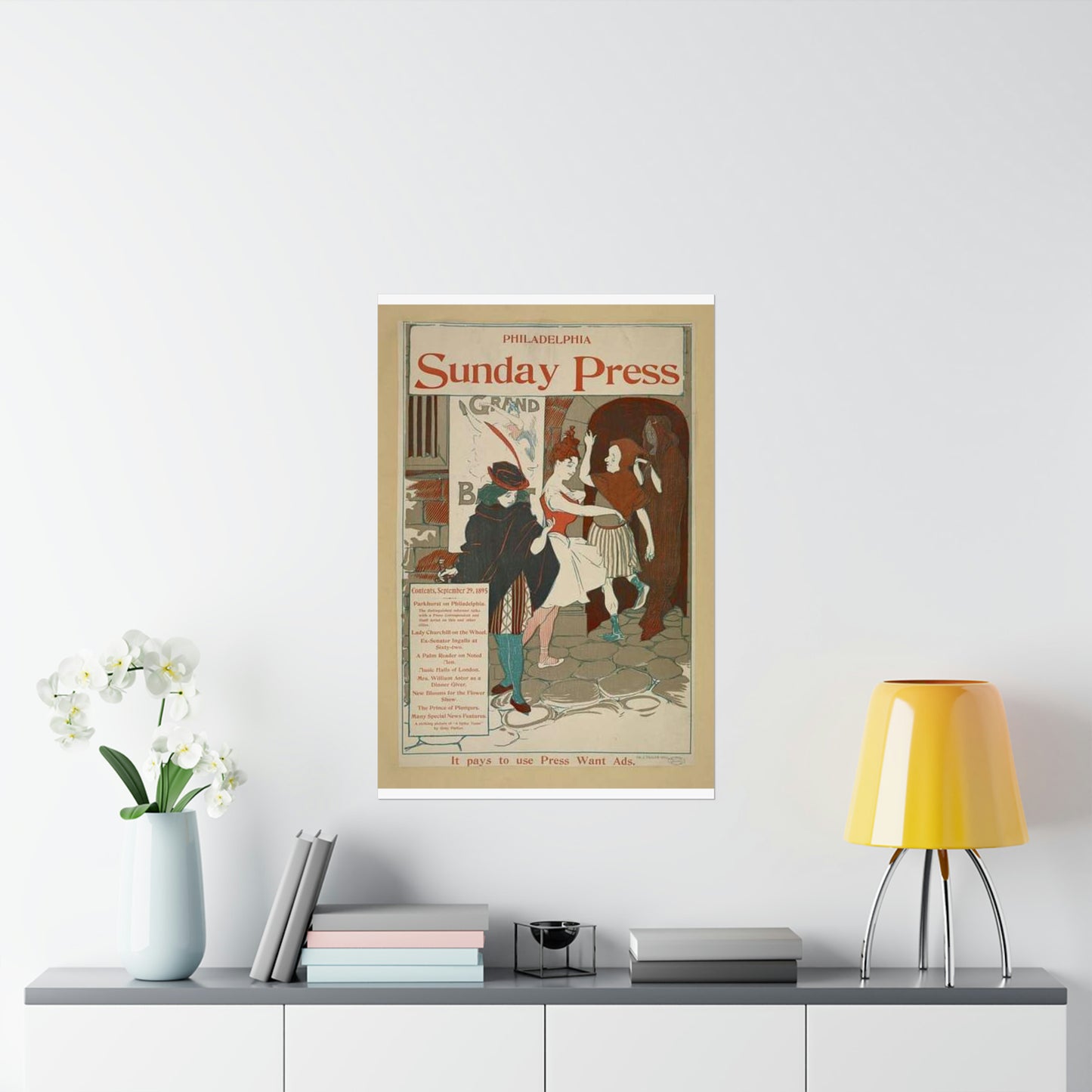Philadelphia Sunday press. September 29, 1895. High Quality Matte Wall Art Poster for Home, Office, Classroom
