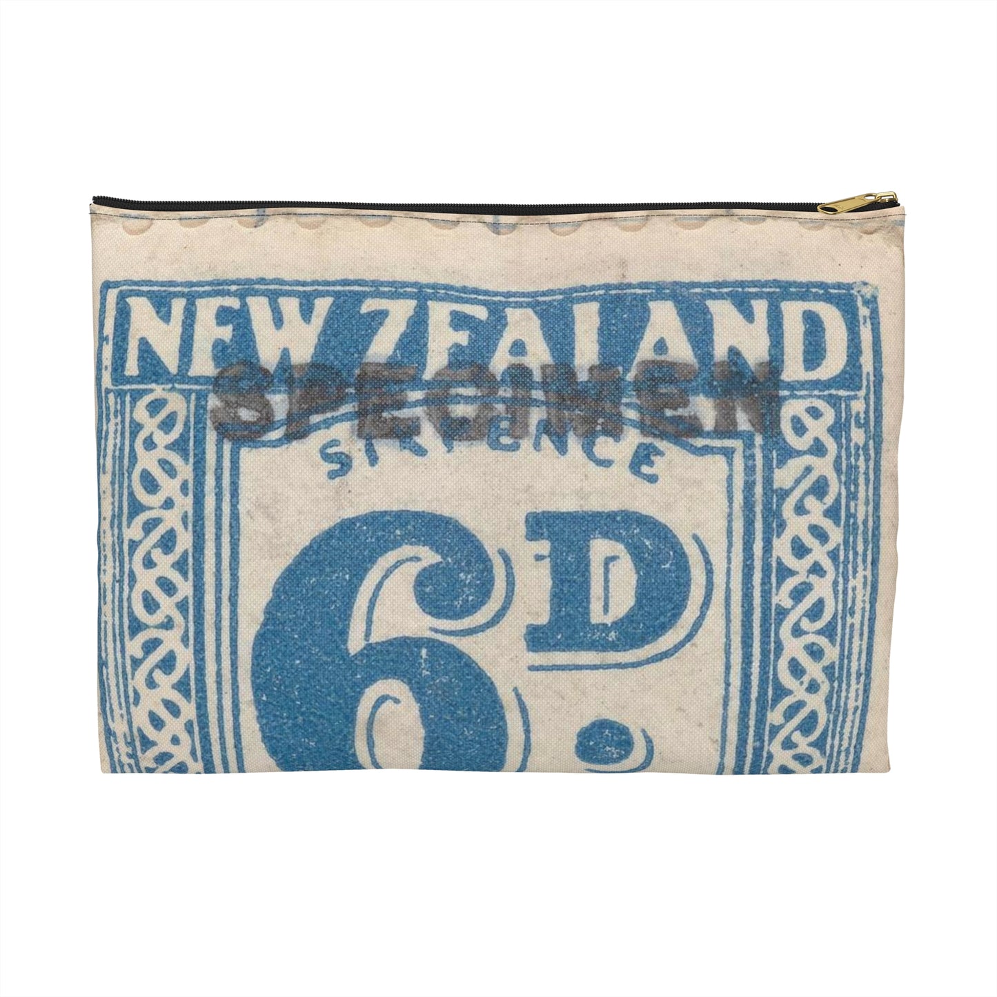 Six penny Unemployment Relief stamp overprinted 'Specimen' Large Organizer Pouch with Black Zipper
