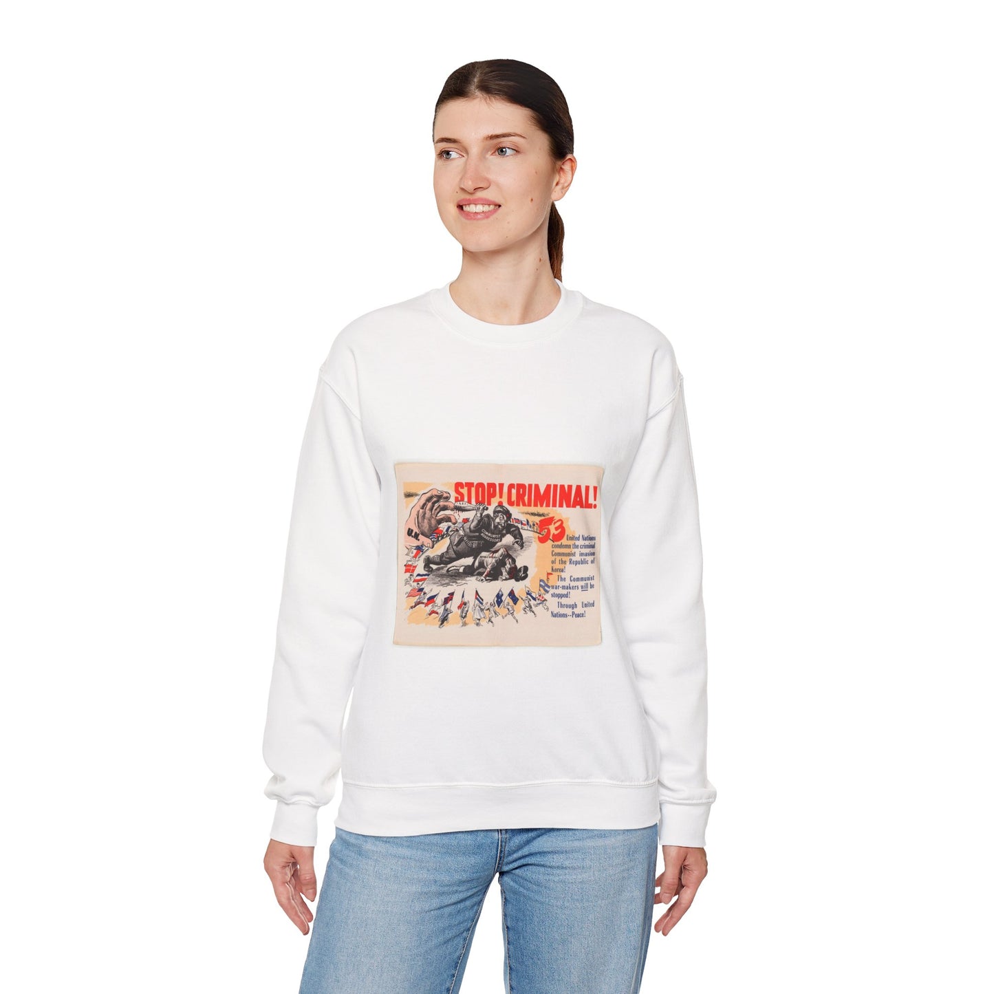 Stop Criminal!, Cold War American Propaganda poster White Heavy Blend Adult Crew Neck SweatShirt