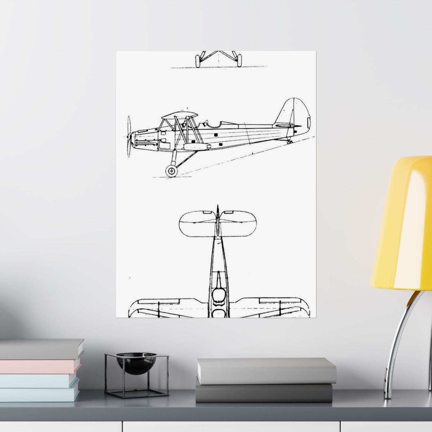 Patent drawing - Gotha Go.145 3-view L'Aerophile August 1937 Public domain image High Quality Matte Wall Art Poster for Home, Office, Classroom