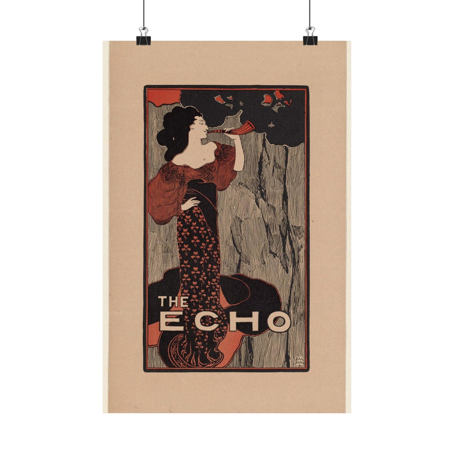 The echo, for sale here - Art nouveau public domain poster - Art nouveau public domain image High Quality Matte Wall Art Poster for Home, Office, Classroom