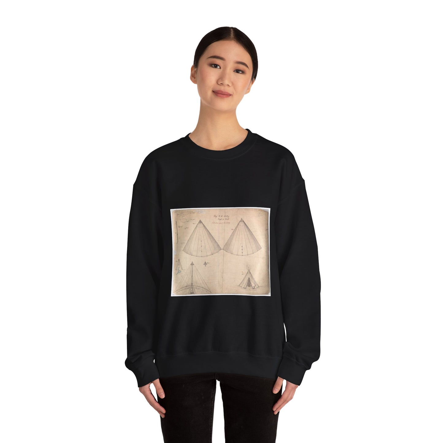 Patent drawing - Drawing of Improvement in Tents Public domain image Black Heavy Blend Adult Crew Neck SweatShirt