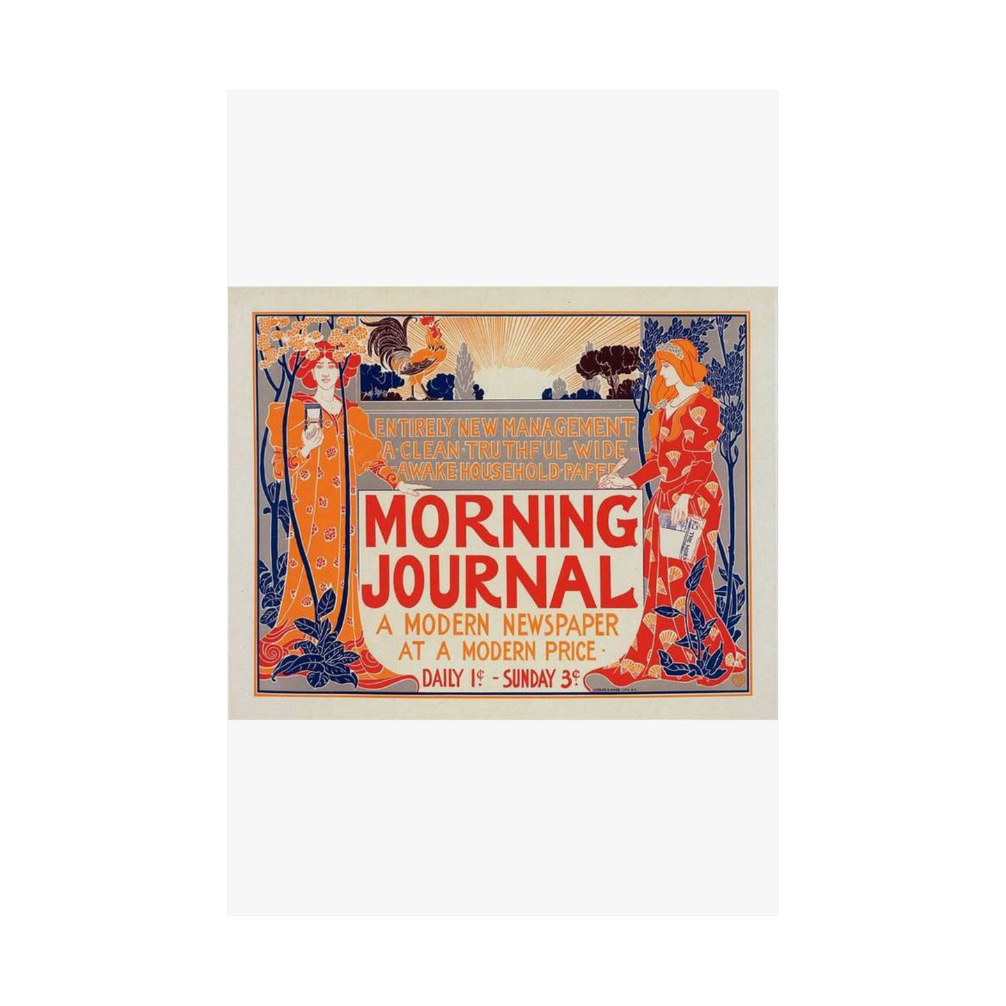 Louis Rhead - Affiche américaine pour le "Morning Journal". High Quality Matte Wall Art Poster for Home, Office, Classroom