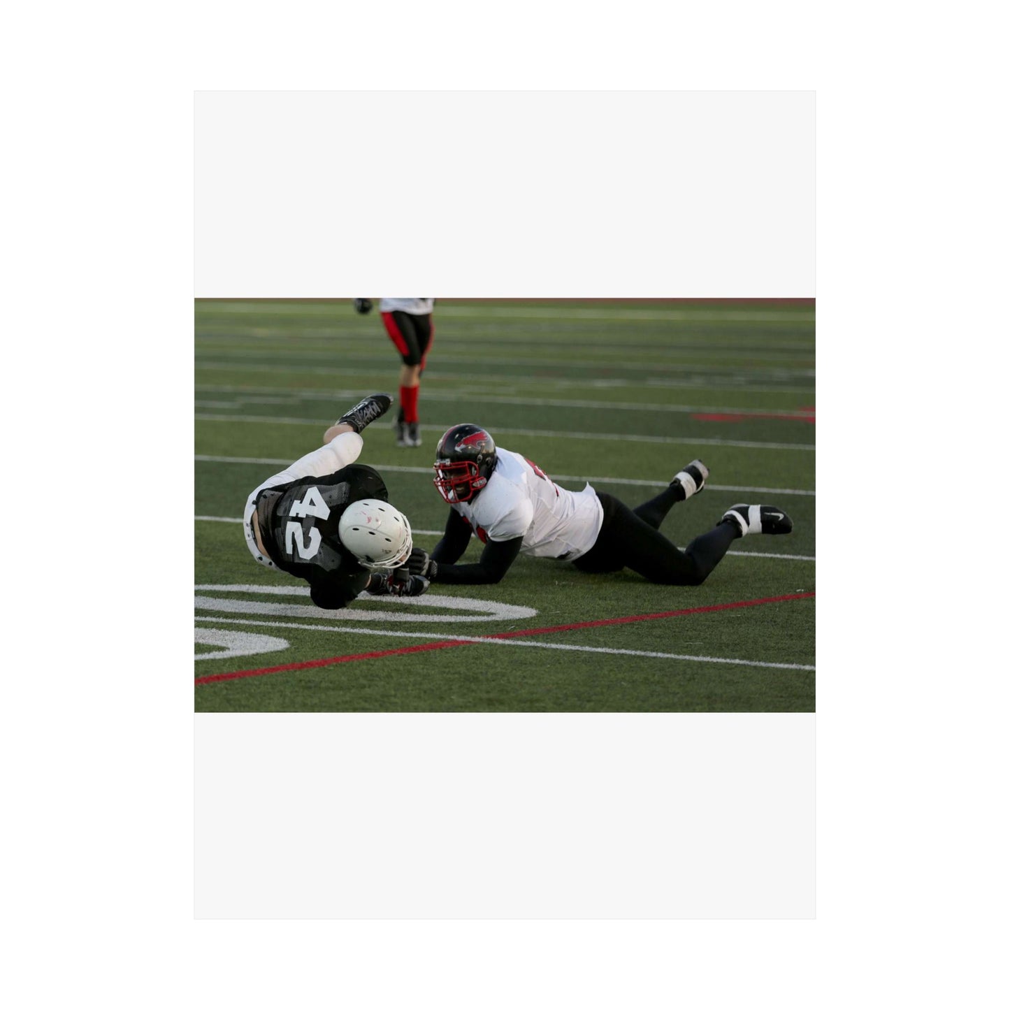 Fred Spencer, Falcons defensive lineman, trips up a High Quality Matte Wall Art Poster for Home, Office, Classroom