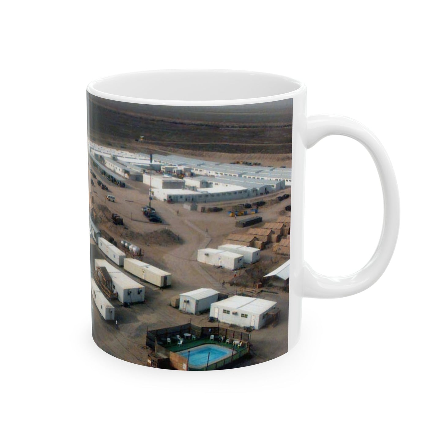 Looking North, living and operations facilities can be seen from the top of a 120-foot tower at Ahmed al Jaber Air Base, Kuwait, during Operation SOUTHERN WATCH 1998 Beautiful Novelty Ceramic Coffee Mug 11oz