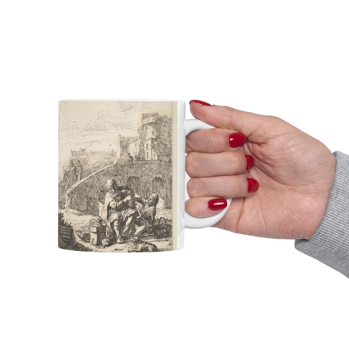 Thomas Wijck - Lazarillo Stealing Grapes from the Poor Blind Beggar Beautiful Novelty Ceramic Coffee Mug 11oz