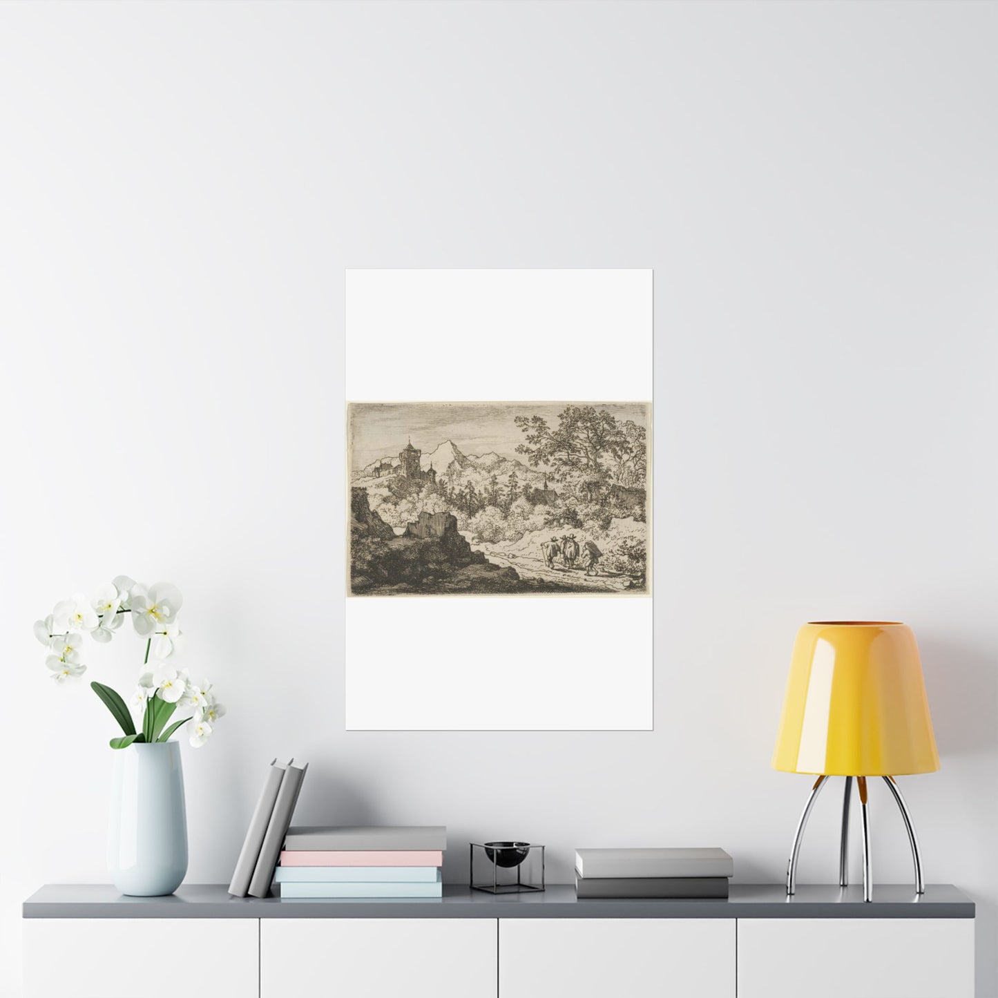 The Three Men and the Porter - Public domain dedication. Metropolitan Museum of Art image. High Quality Matte Wall Art Poster for Home, Office, Classroom