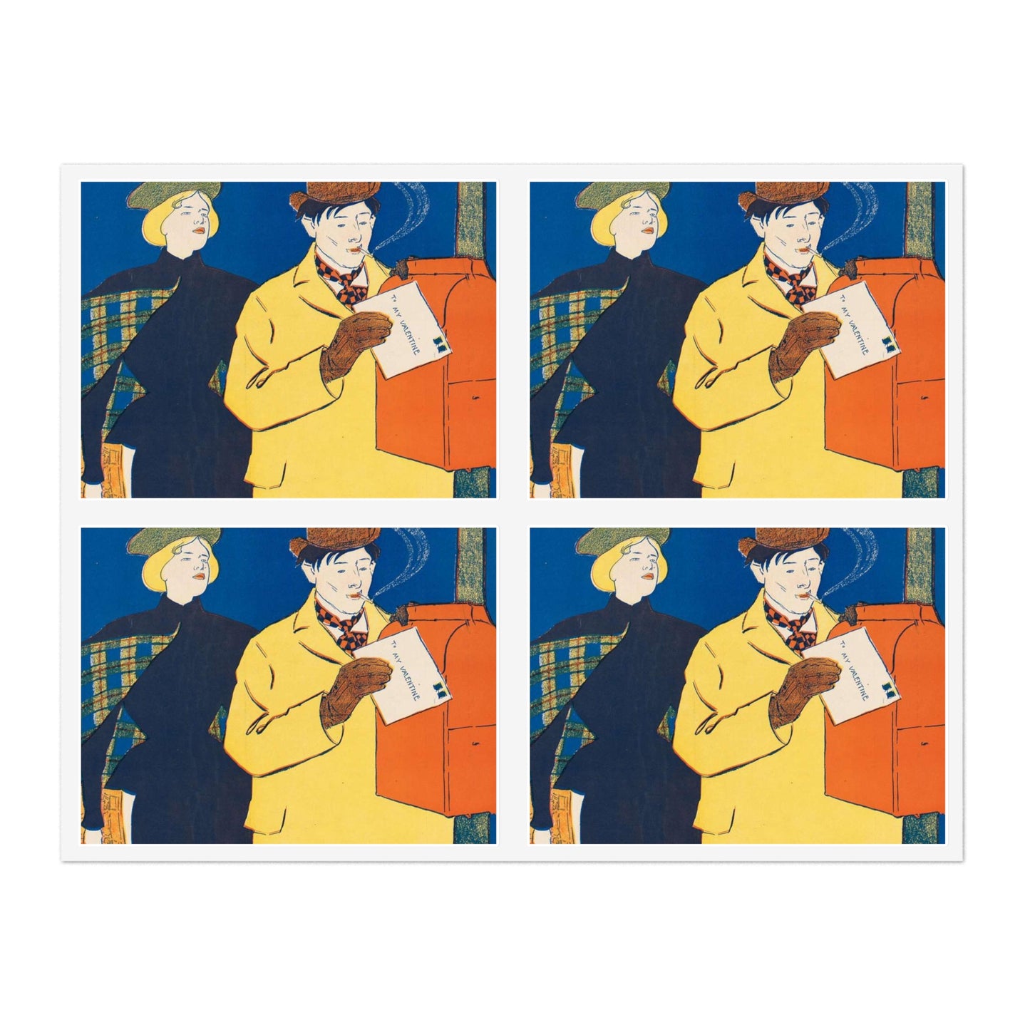 Edward Penfield, Harper's February Laminated UV Protective Vinyl Stickers