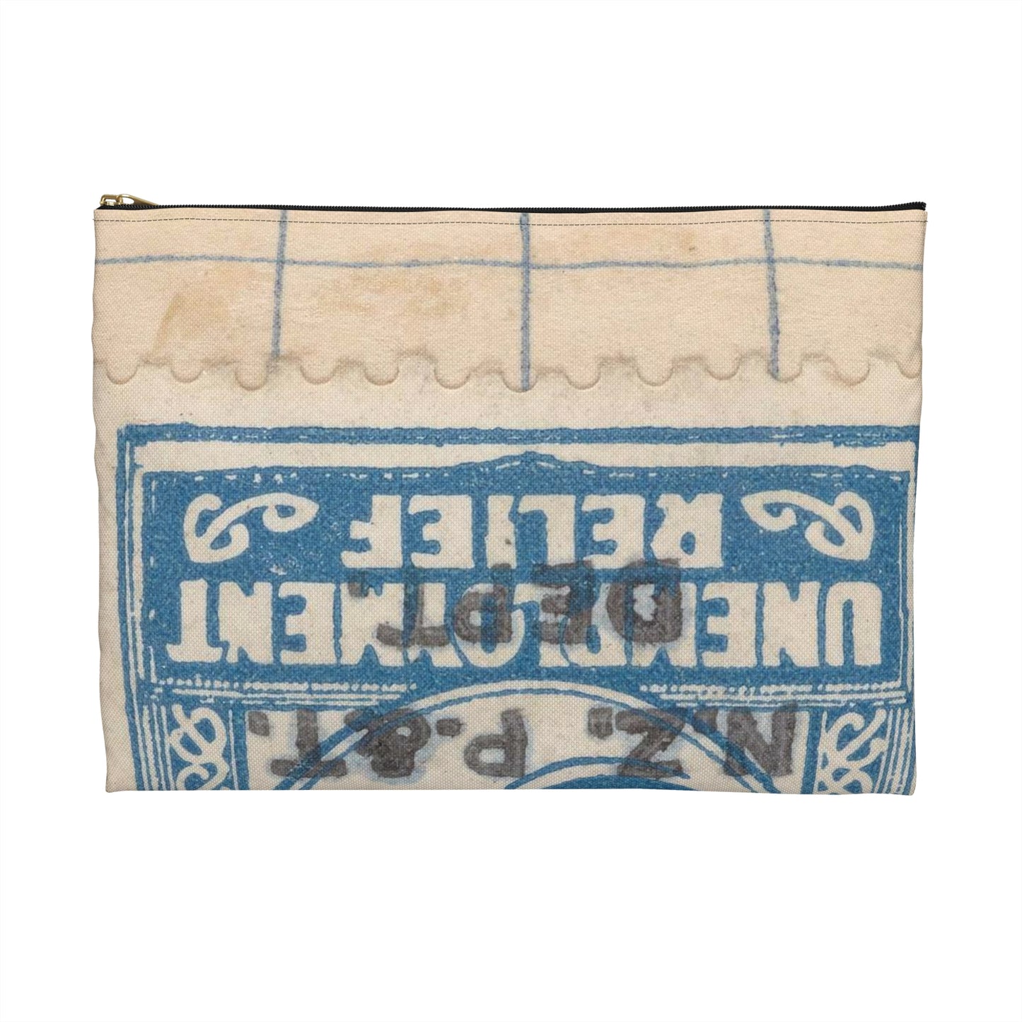 Six penny Unemployment Relief stamp overprinted 'Specimen' Large Organizer Pouch with Black Zipper