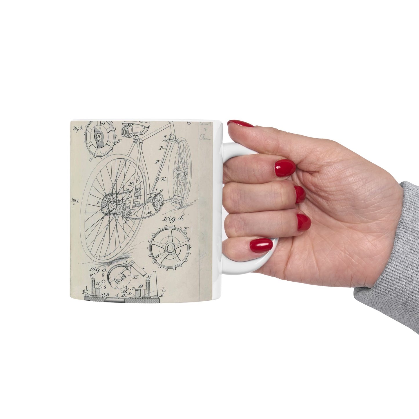 Patent drawing - for J. J. Hentz' Bicycle Public domain image Beautiful Novelty Ceramic Coffee Mug 11oz