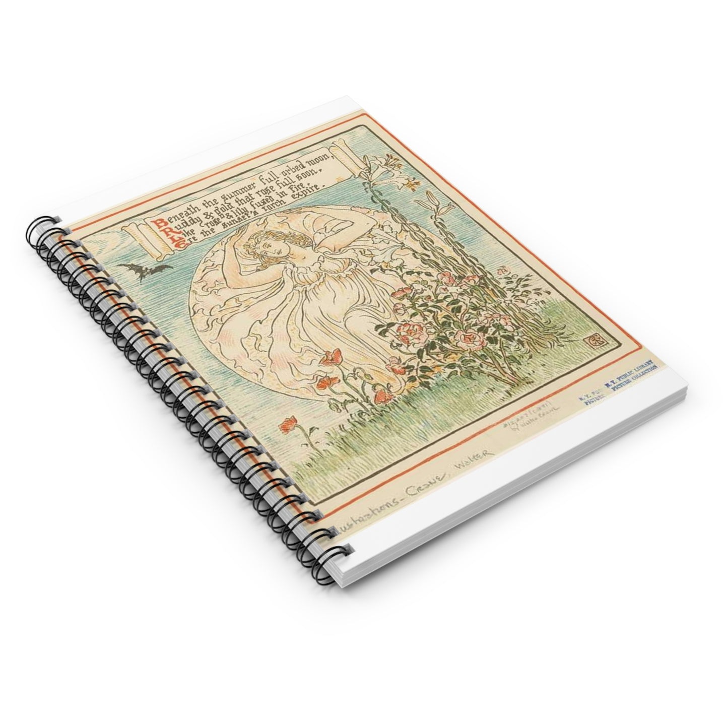 Beneath the summer full-orbed moon, ruddy & gold that rose full soon." Spiral Bound Ruled Notebook with Printed Cover