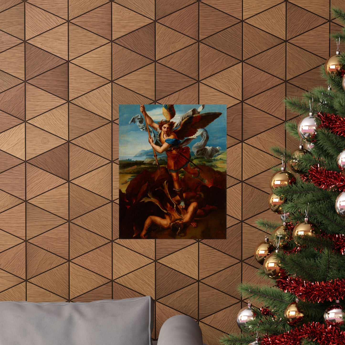 Hadziewicz, Rafał (1803-1886) - Saint Michael the Archangel Vanquishing Satan - MNK XII-A-24 - National Museum Kraków High Quality Matte Wall Art Poster for Home, Office, Classroom