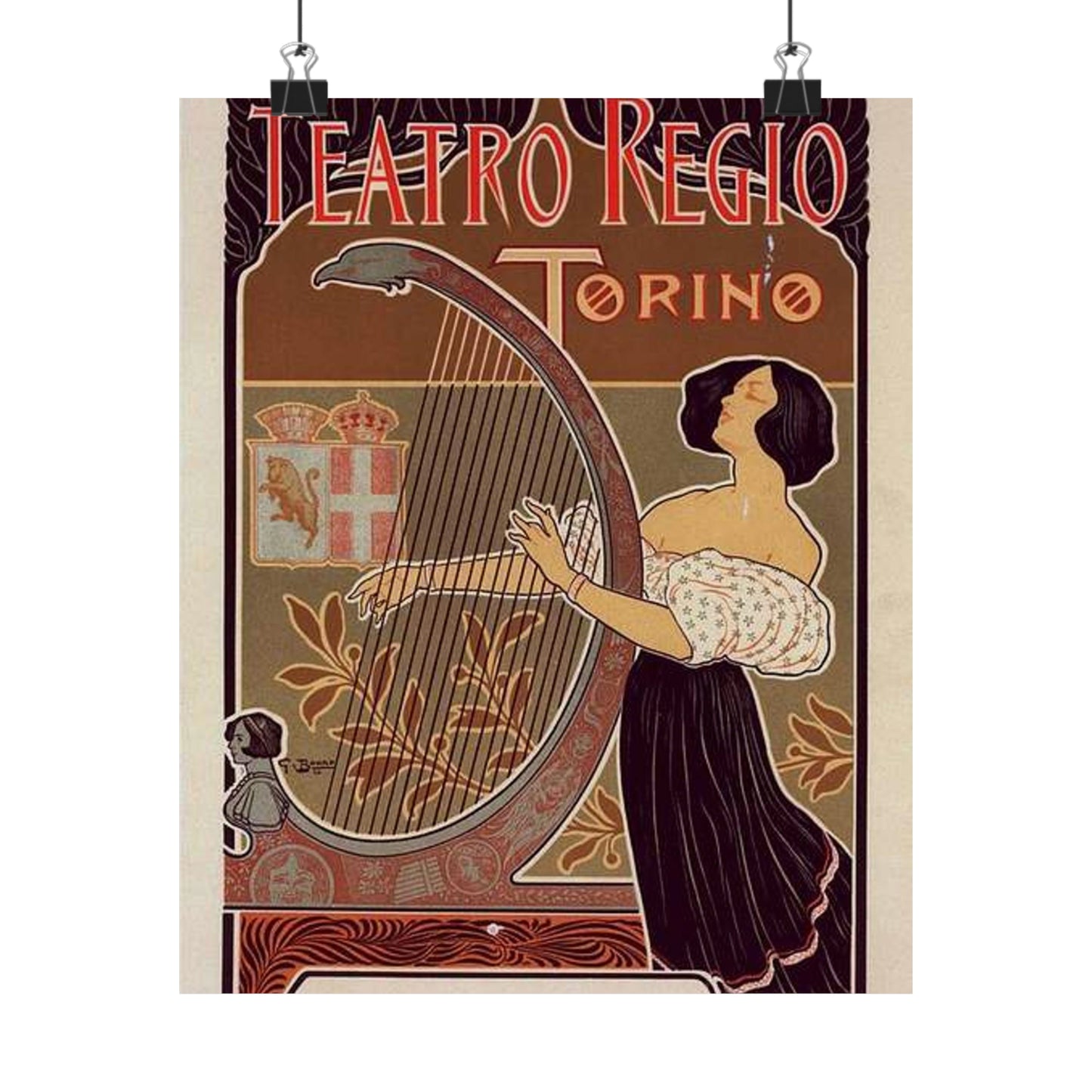 Affiche italienne pour le "Théâtre royal de Turin" High Quality Matte Wall Art Poster for Home, Office, Classroom