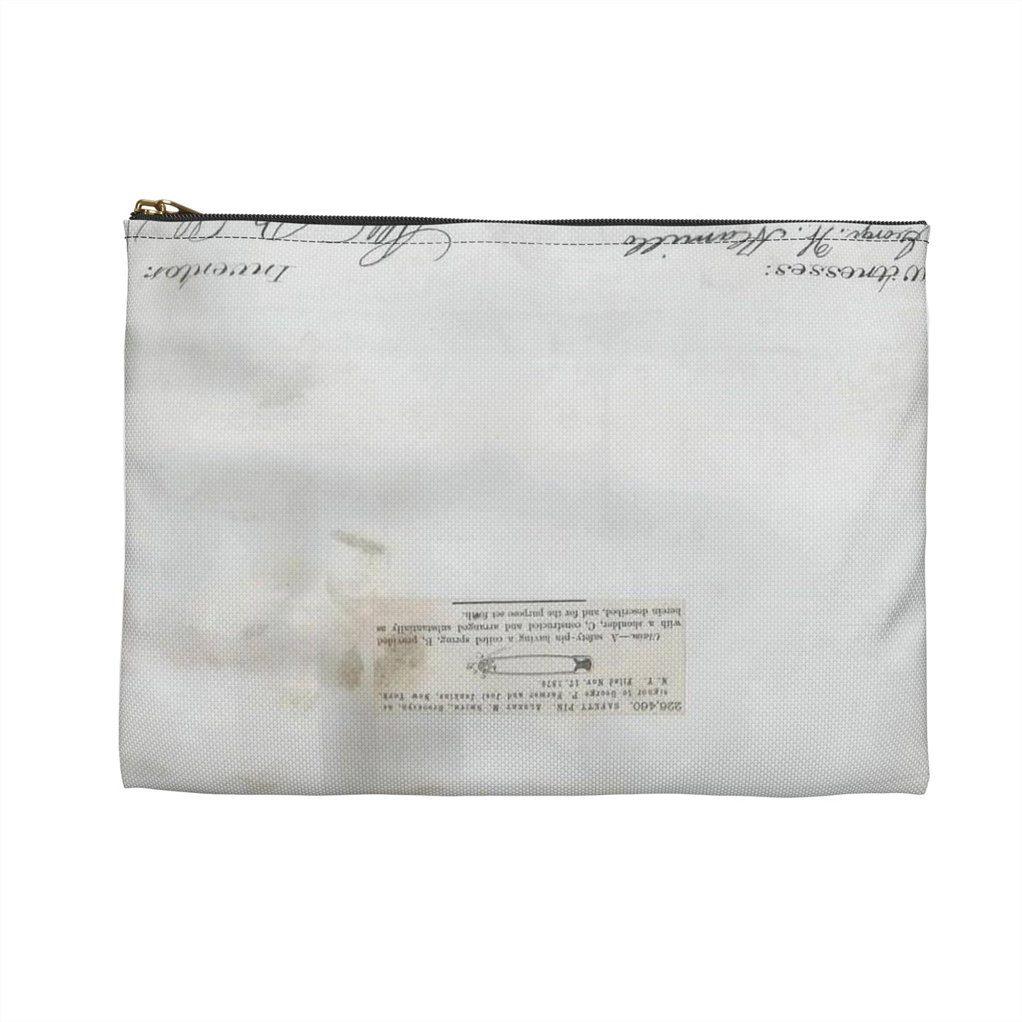 Patent drawing - for A. M. Smith's Safety Pin Public domain image Large Organizer Pouch with Black Zipper