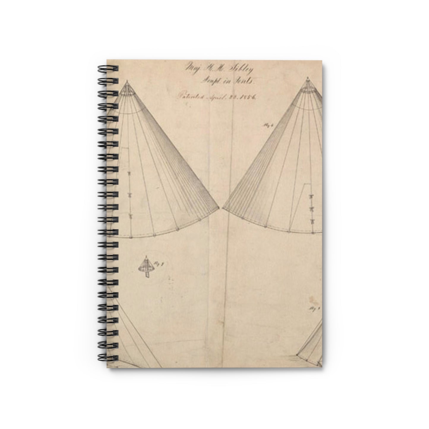 Patent drawing - Drawing of Improvement in Tents Public domain image Spiral Bound Ruled Notebook with Printed Cover