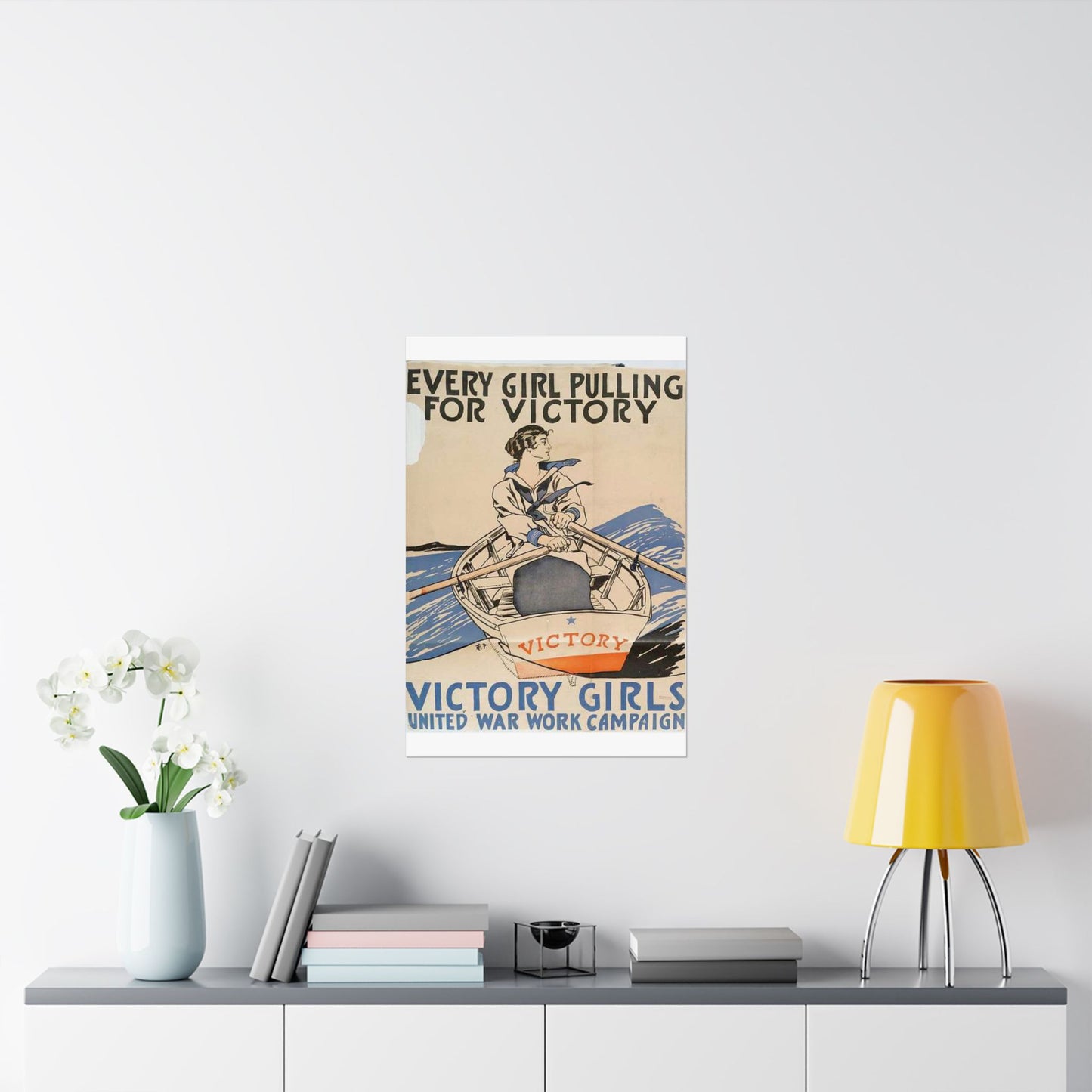 Every Girl Pulling for Victory, Victory Girls United War Work Campaign High Quality Matte Wall Art Poster for Home, Office, Classroom