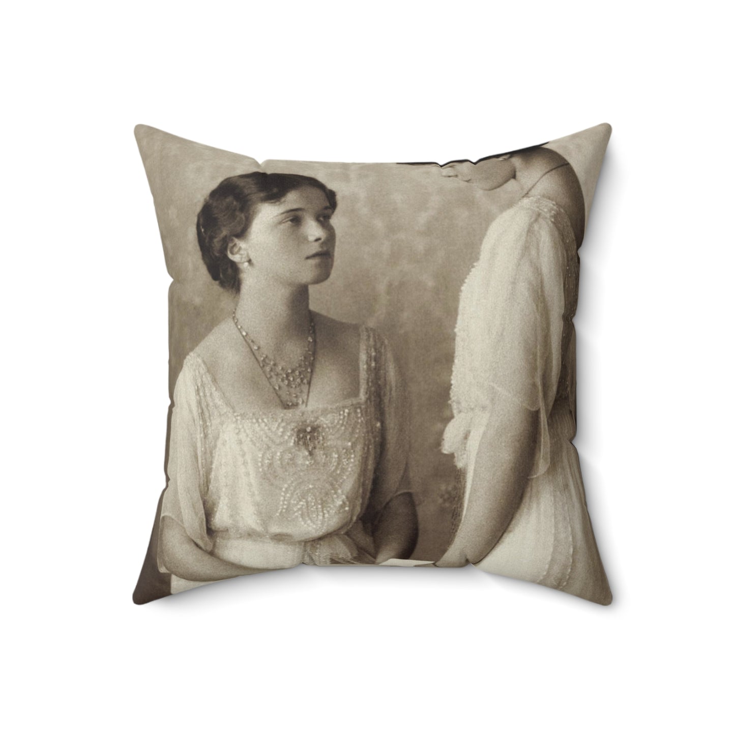 Grand Duchesses Olga and Tatiana. 1913. Decorative Accent Square Pillow