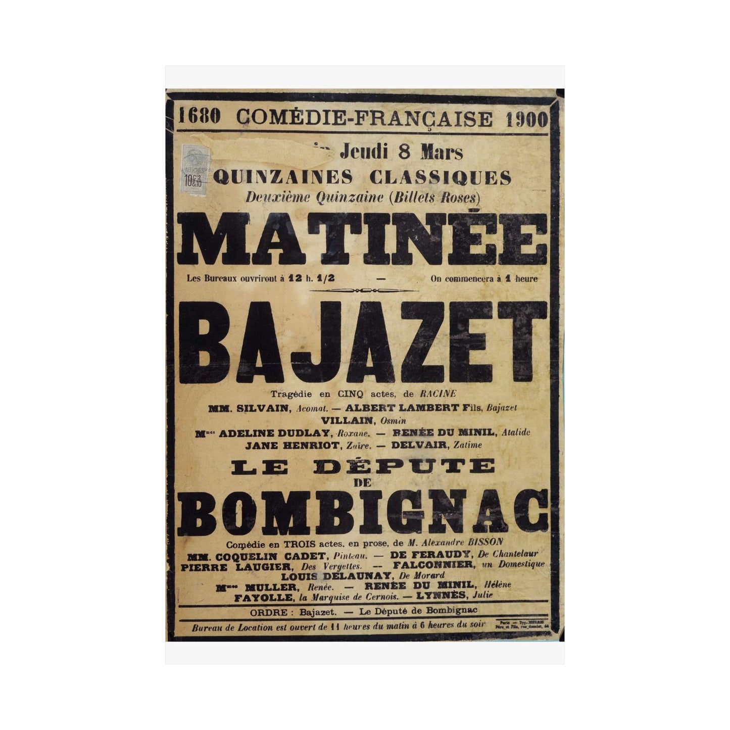Poster of Bajazet 1900 - A poster advertising a concert in paris High Quality Matte Wall Art Poster for Home, Office, Classroom