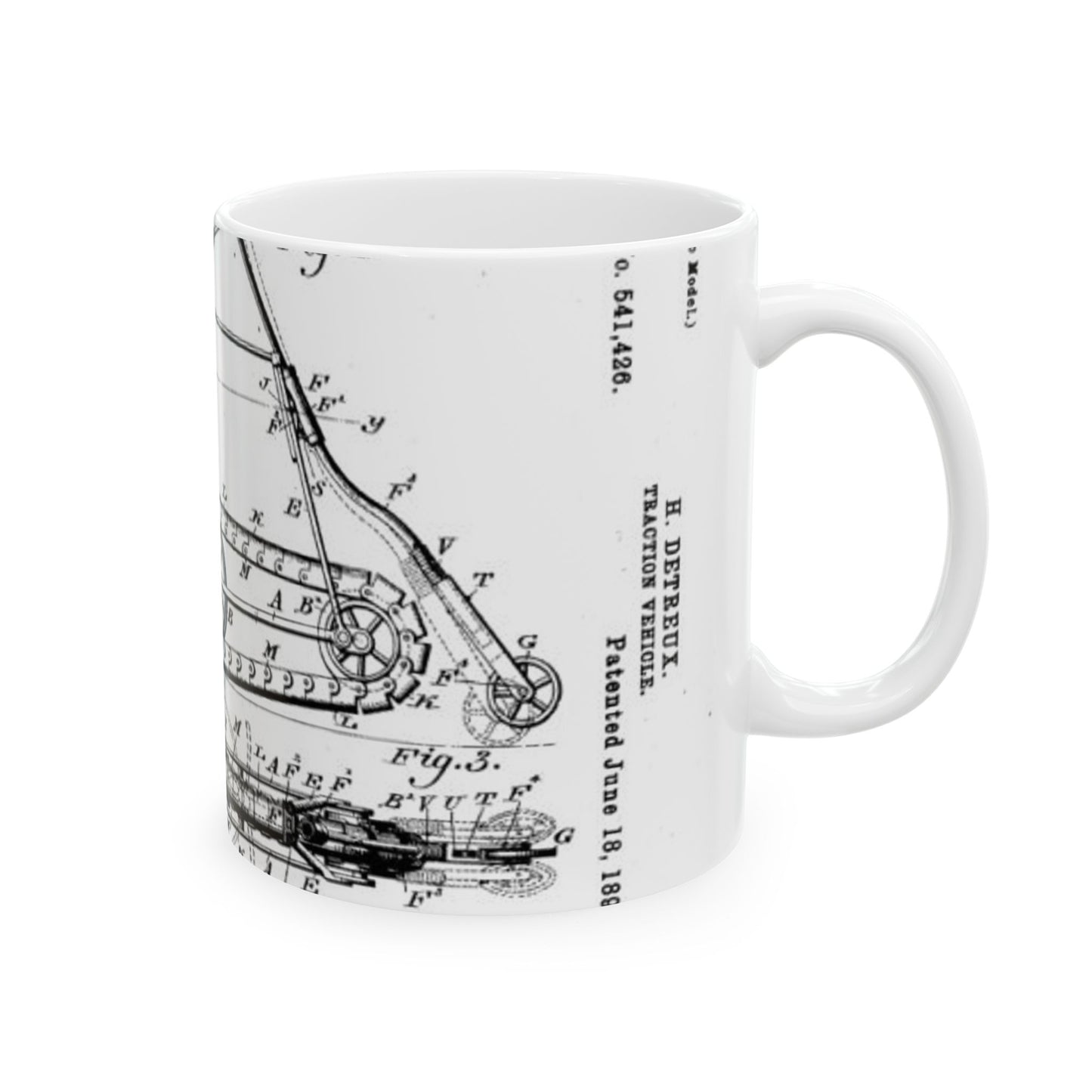 Patent drawing - Traction "Vehicle" (Bicycle Patent, 1895) Public domain image Beautiful Novelty Ceramic Coffee Mug 11oz