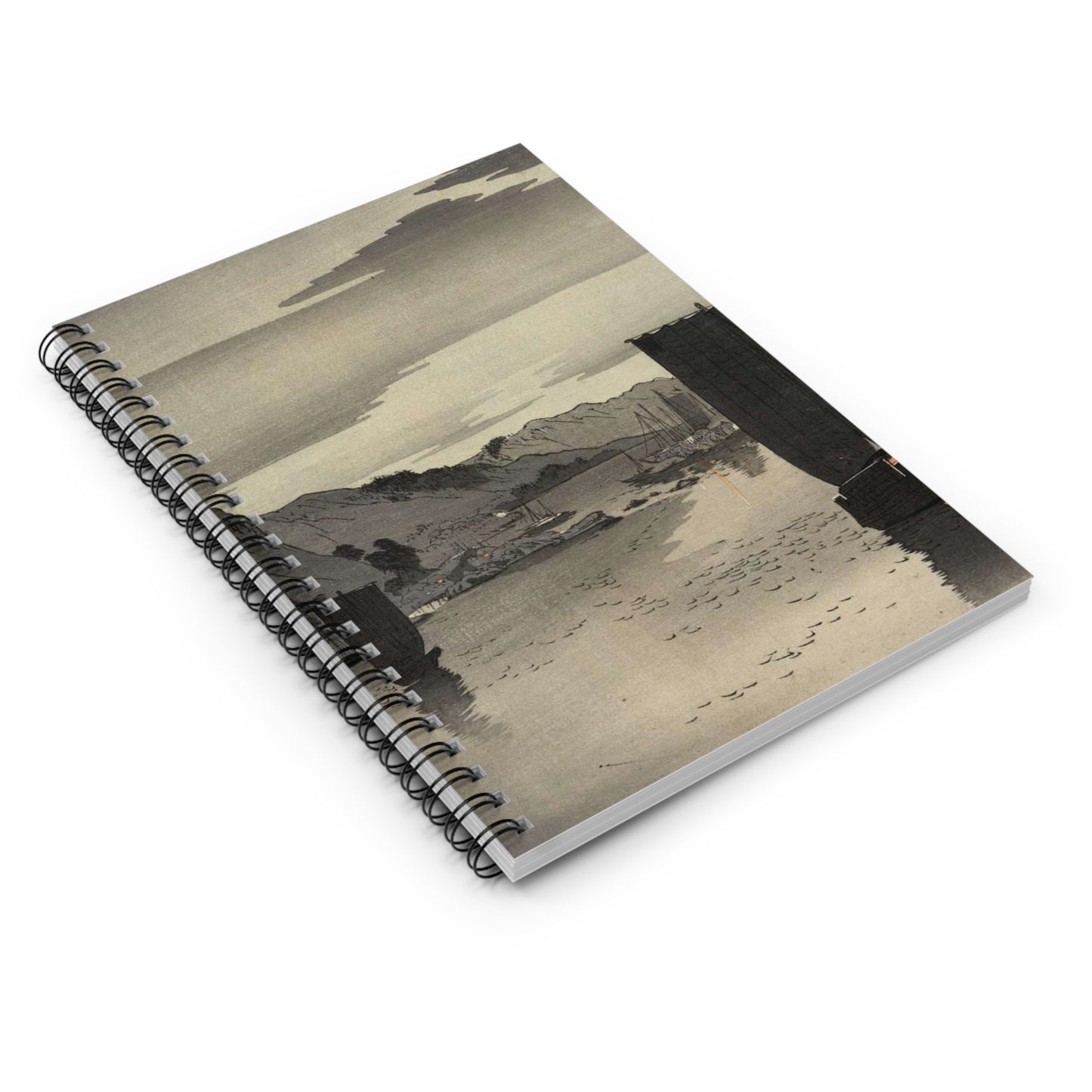 Yūgure no hansen - Public domain portrait drawing Spiral Bound Ruled Notebook with Printed Cover