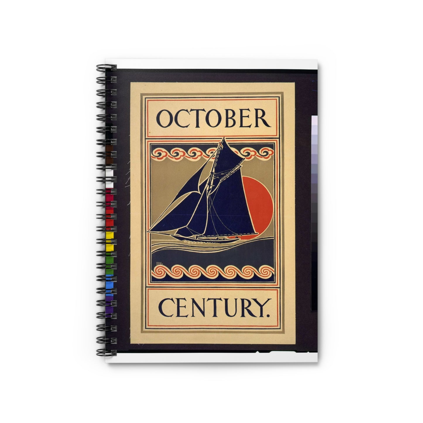 October Century / HML. - Art nouveau public domain poster Spiral Bound Ruled Notebook with Printed Cover