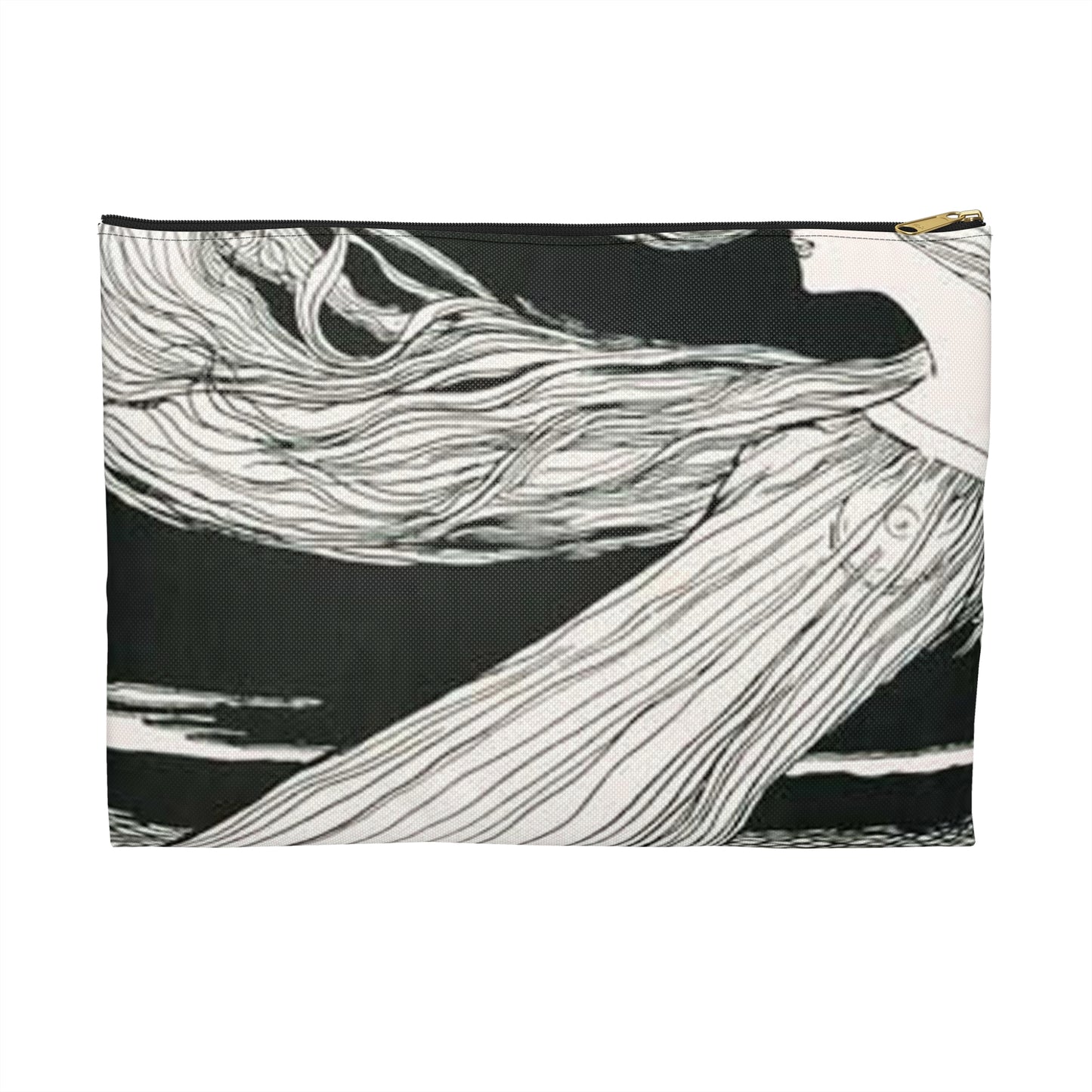 Witzel-210 - Art nouveau public domain image Large Organizer Pouch with Black Zipper