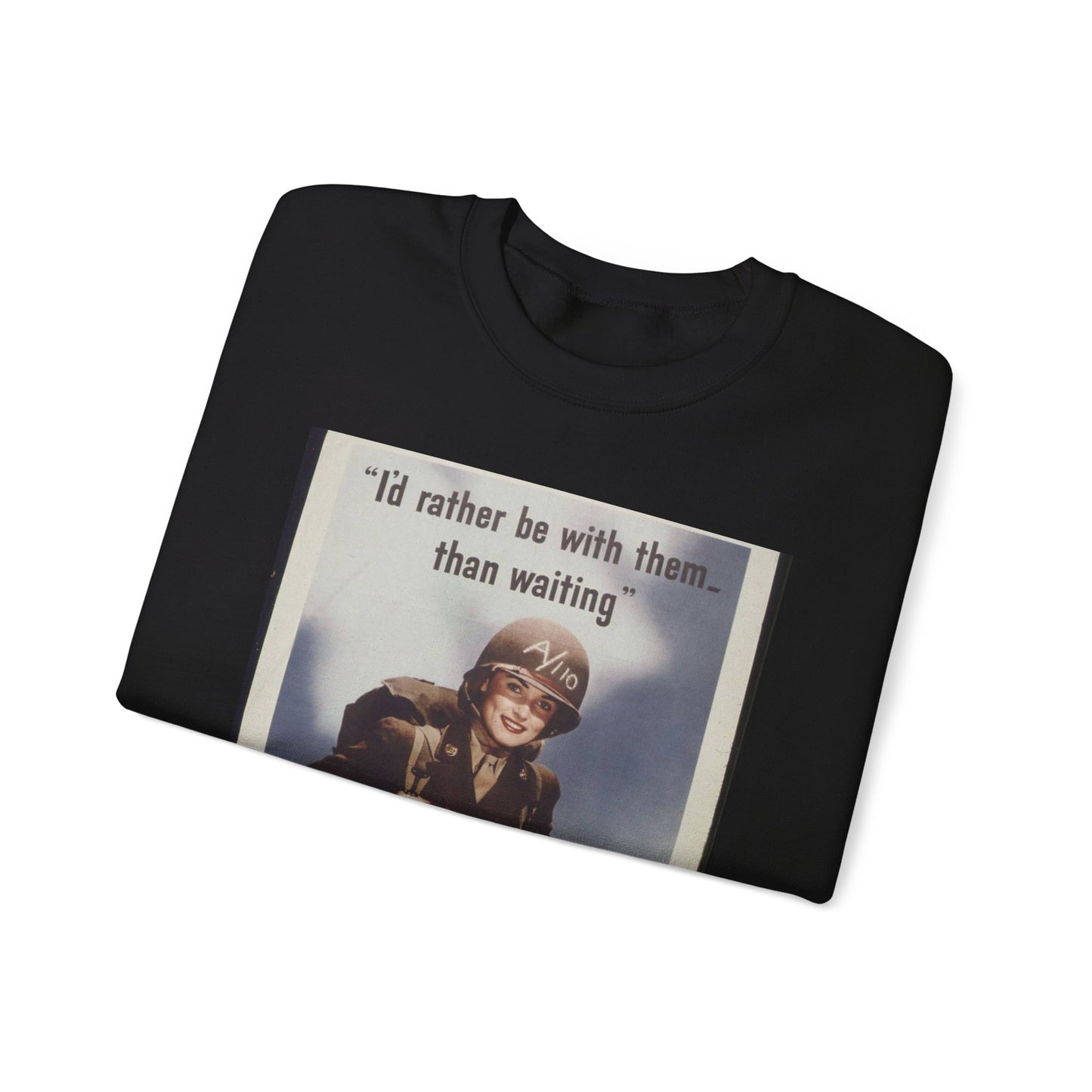 "I'd Rather Be With Them - Than Waiting" - NARA - 513677 Black Heavy Blend Adult Crew Neck SweatShirt