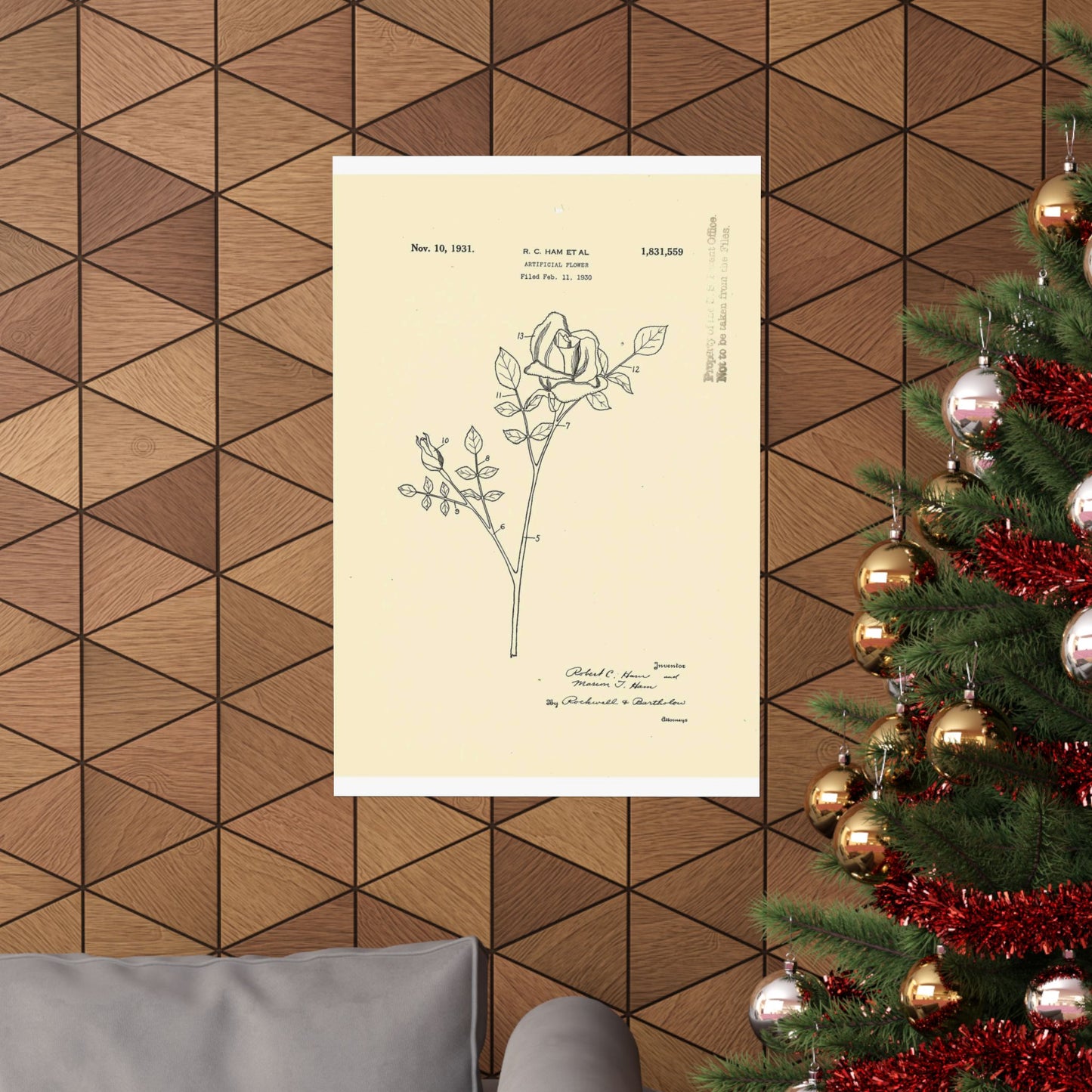Patent Case File No. 1,831,559, Artificial Flower, Inventor(s)- Robert C. Ham and Marion T. Ham. - DPLA - 08745302078898b8870d70b04cb216a9 (page 5) High Quality Matte Wall Art Poster for Home, Office, Classroom