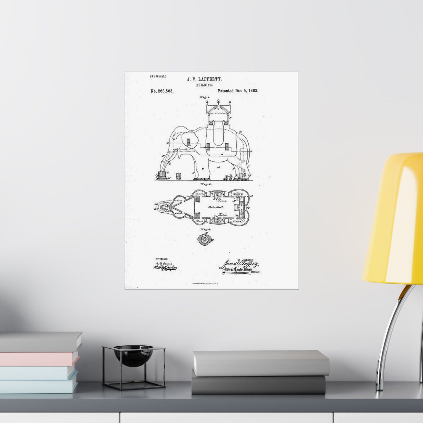 Patent Drawing of Engine - Lucy-USpatent268503 1882 Public domain image High Quality Matte Wall Art Poster for Home, Office, Classroom