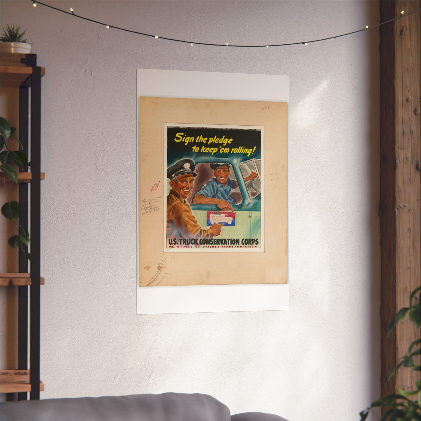 Sign the pledge to keep'em rolling! U.S. Truck Conservation Corps - U.S. Office of Defense Transportation High Quality Matte Wall Art Poster for Home, Office, Classroom