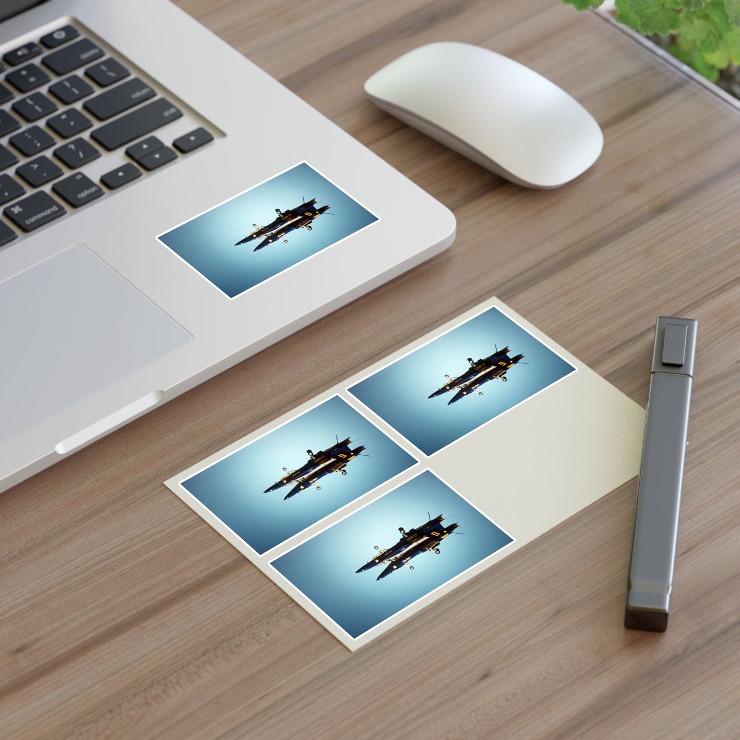 Two F/A-18A Hornet aircraft of the Blue Angels Flight Demonstration Squadron execute the Fortus maneuver during an air show Laminated UV Protective Vinyl Stickers