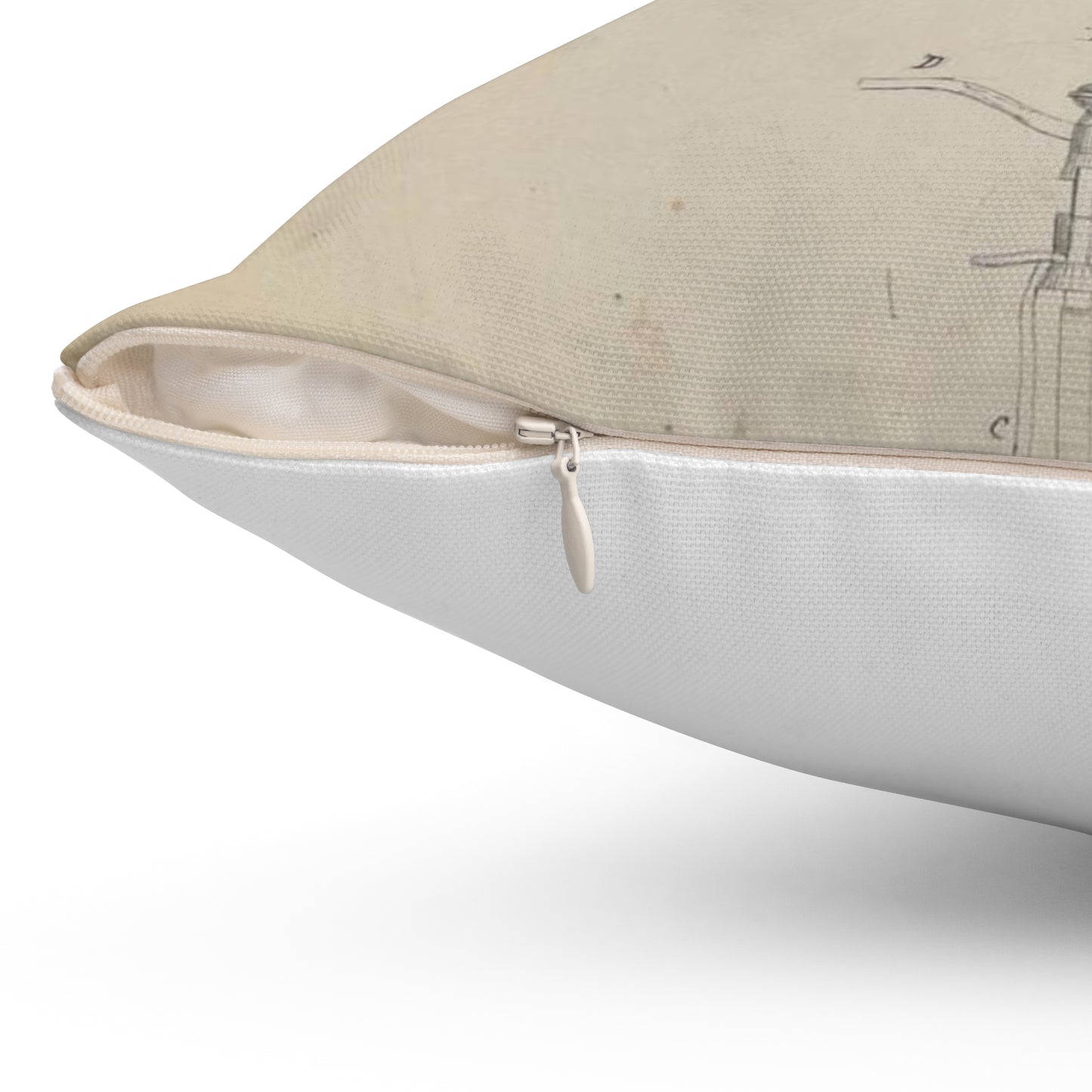 Patent drawing - for Pierre Lallement's Improvement in Velocipedes Public domain image Decorative Accent Square Pillow