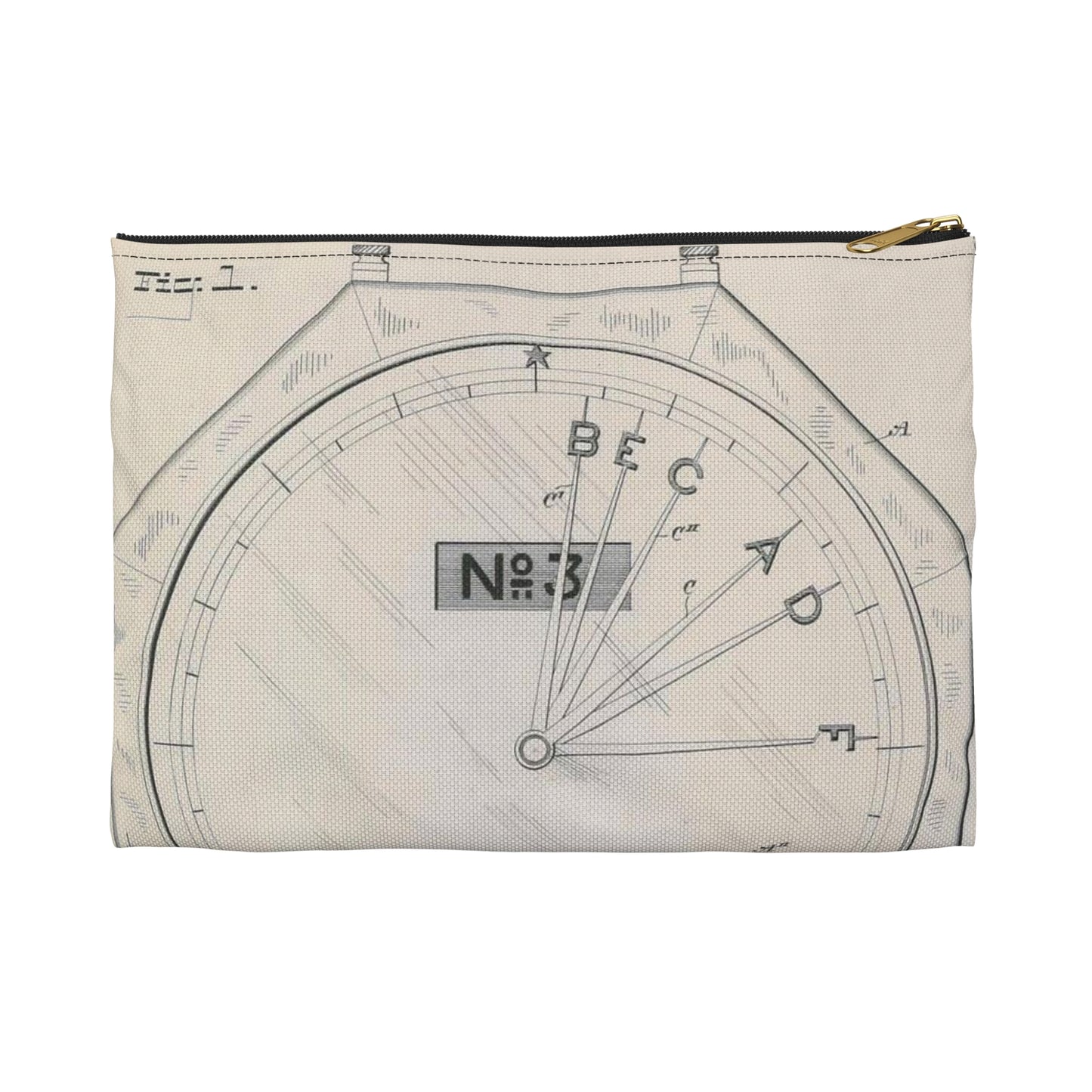 Patent drawing - for S. D. Mott's Racing Indicator Public domain image Large Organizer Pouch with Black Zipper