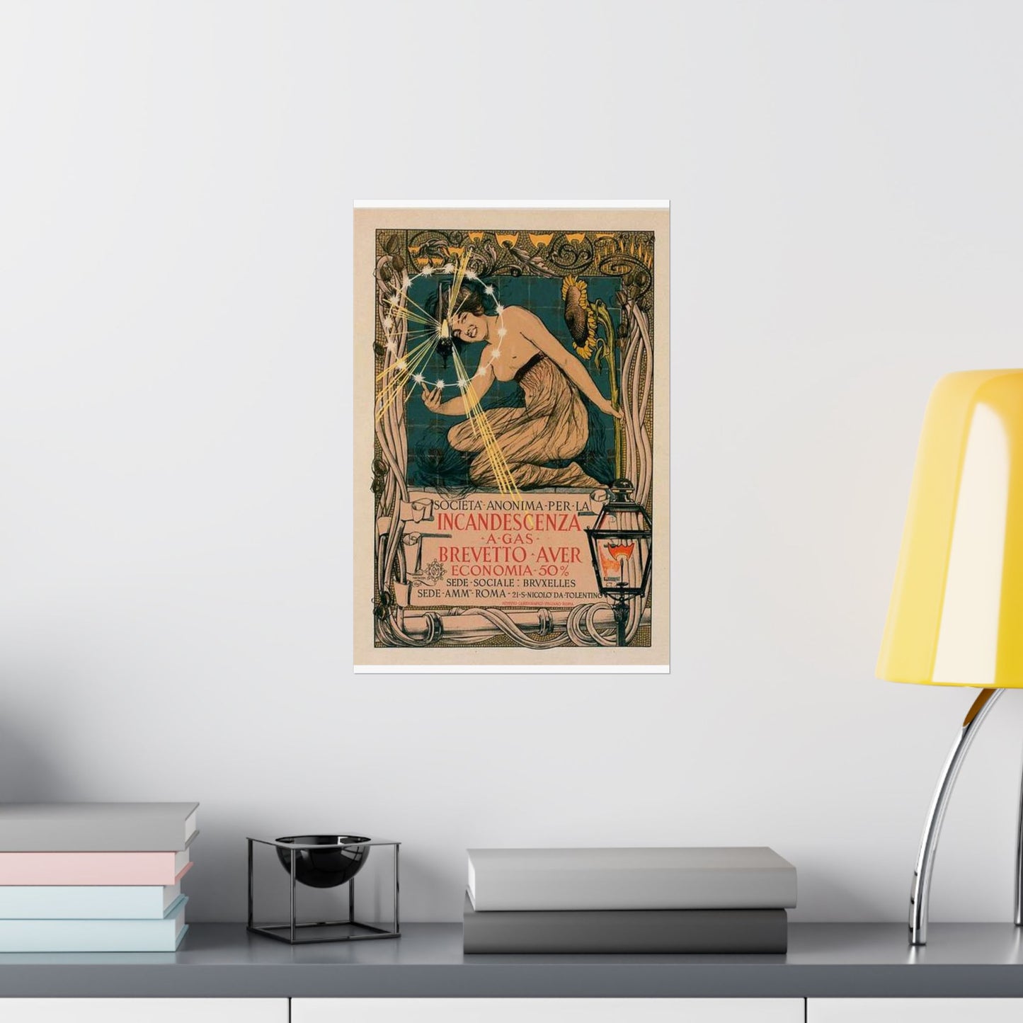 Affiche italienne pour l' "Incandescence par le Gaz, Système Auer" High Quality Matte Wall Art Poster for Home, Office, Classroom