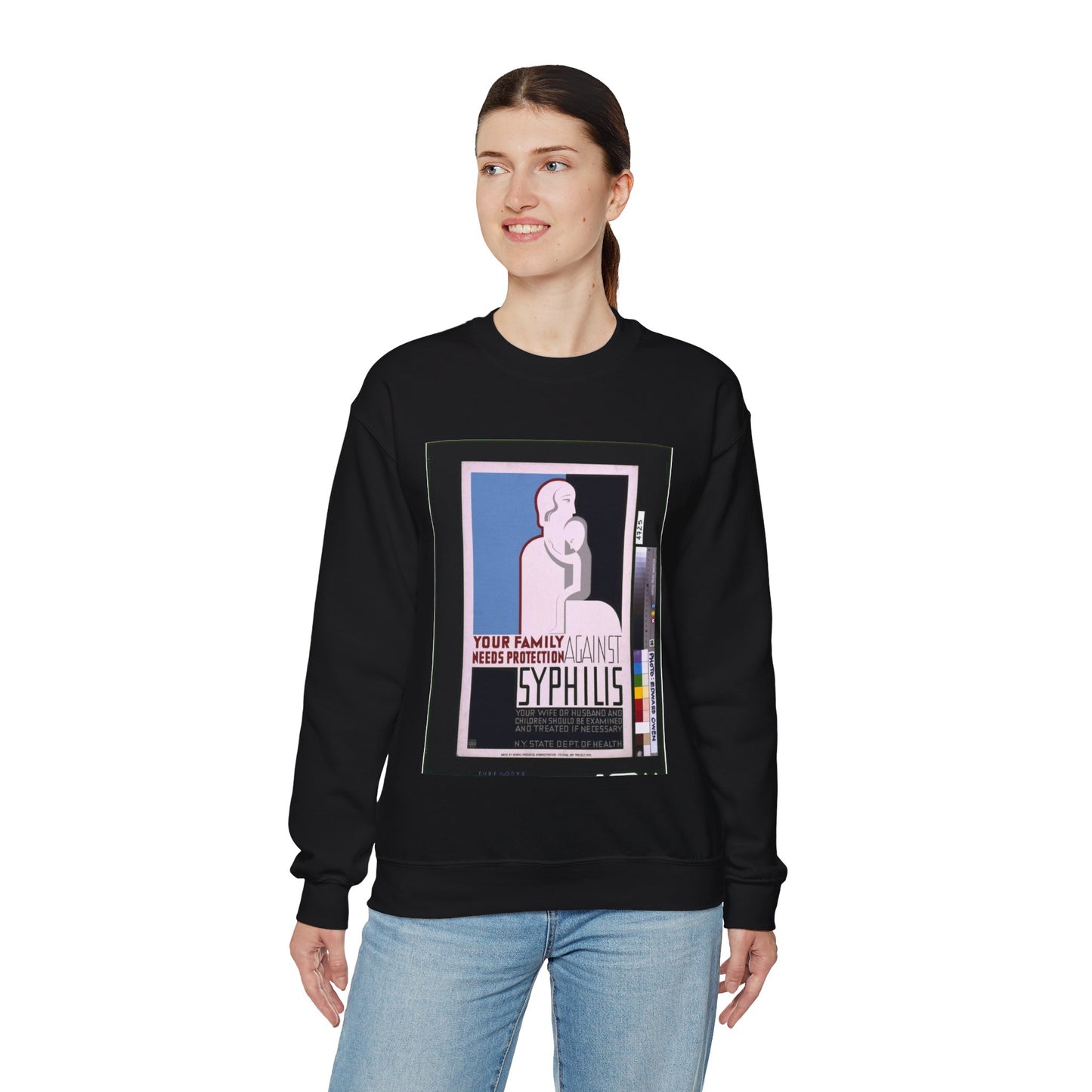 Your family needs protection against syphilis Your wife or husband and children should be examined and treated if necessary. Black Heavy Blend Adult Crew Neck SweatShirt