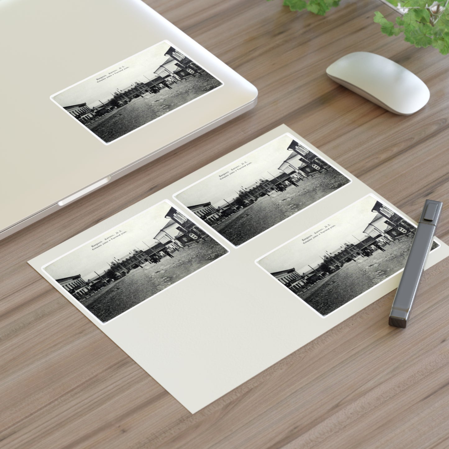 Cathedral street and shopping arcade. Kovrov, Vladimir Gubernia, Russia Laminated UV Protective Vinyl Stickers