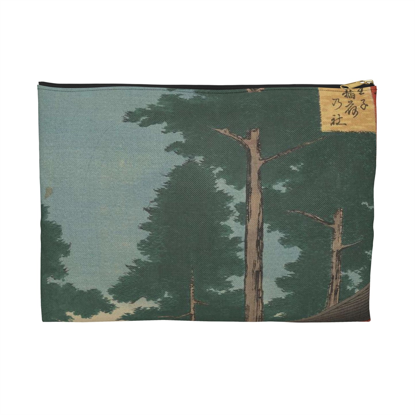 Gajō icchō, Andō Hiroshige - Public domain portrait drawing Large Organizer Pouch with Black Zipper