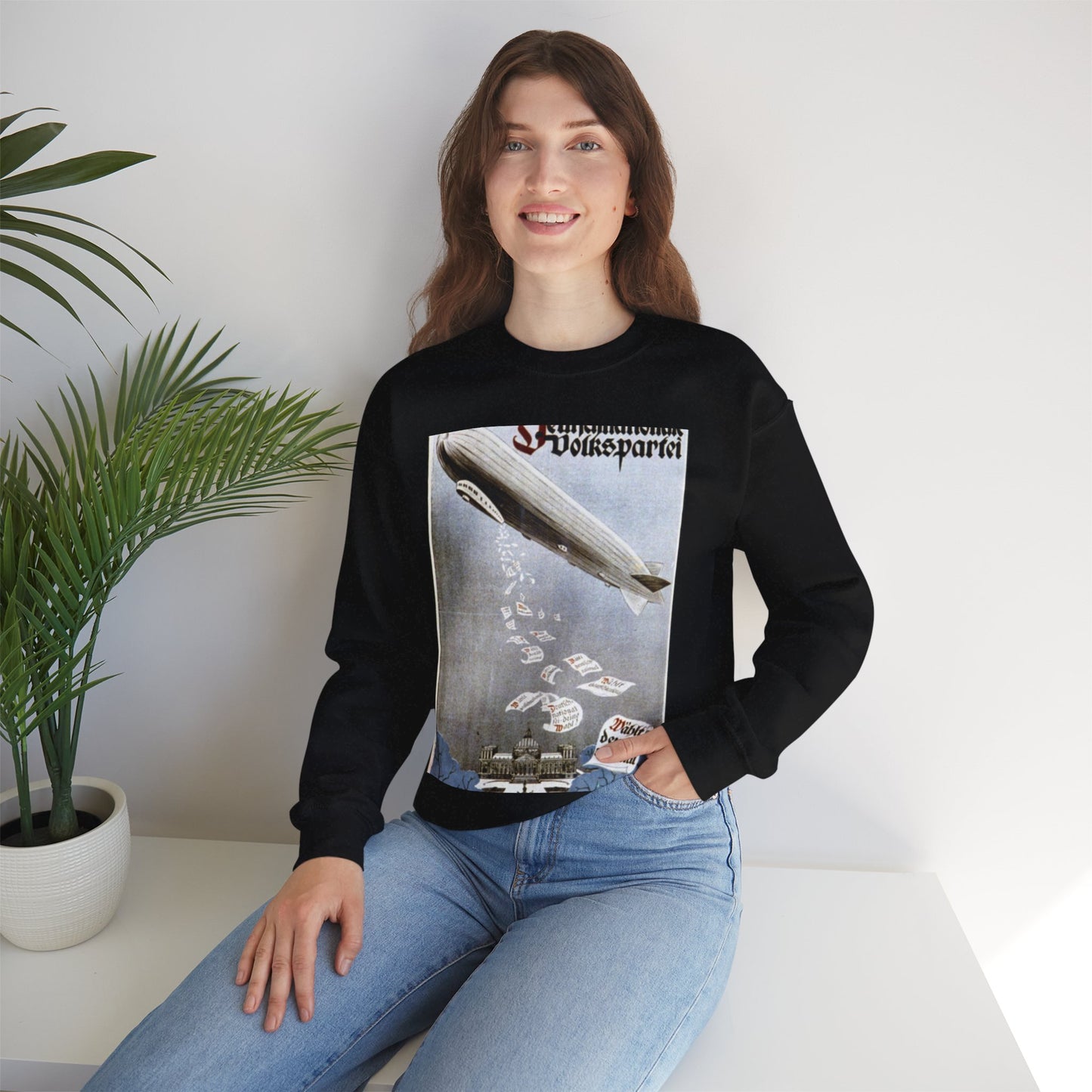 german election poster. oct 1924 - Deutsche Zeppelin Reederei Company Black Heavy Blend Adult Crew Neck SweatShirt